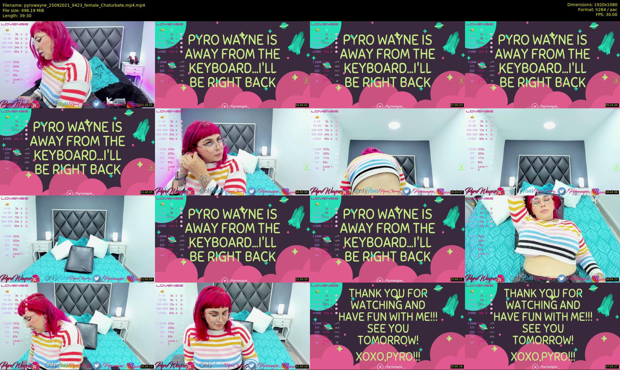 pyrowayne — 40 minute Chaturbate female cam show recording, 1080p, Sep 25, 2021