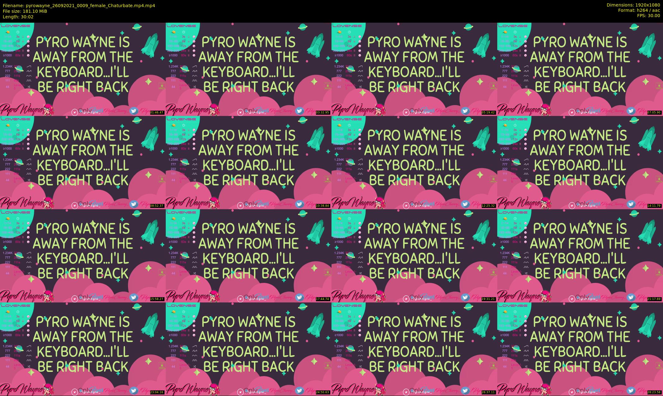 pyrowayne — 31 minute Chaturbate female cam show recording, 1080p, Sep 26, 2021