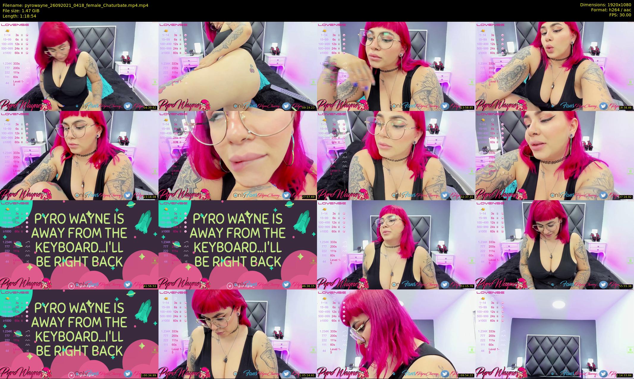 pyrowayne — 79 minute Chaturbate female cam show recording, 1080p, Sep 26, 2021