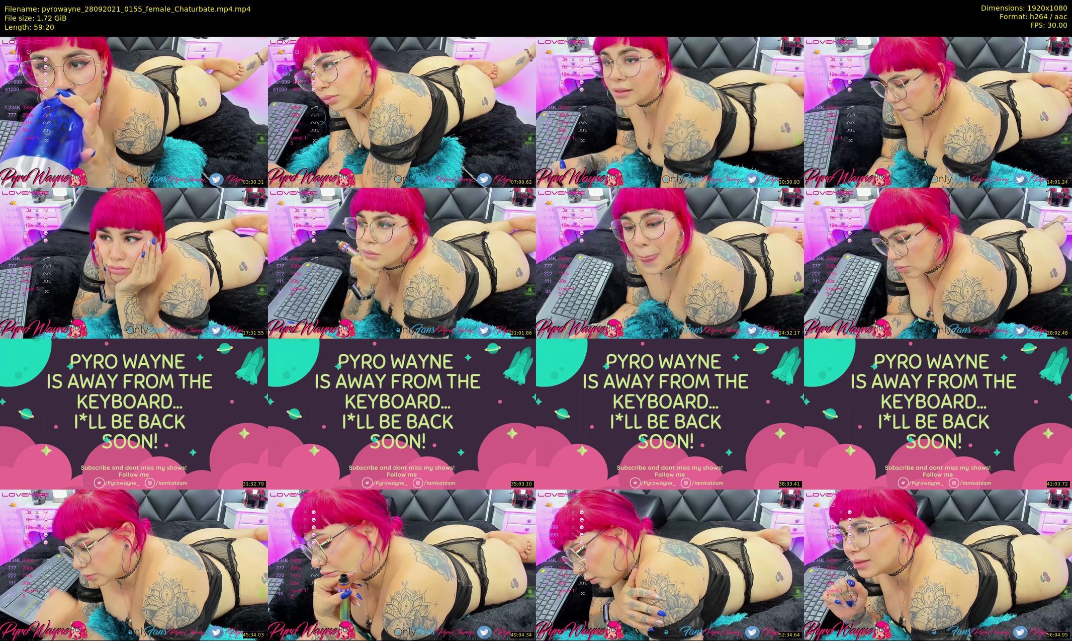 pyrowayne — 60 minute Chaturbate female cam show recording, 1080p, Sep 28, 2021