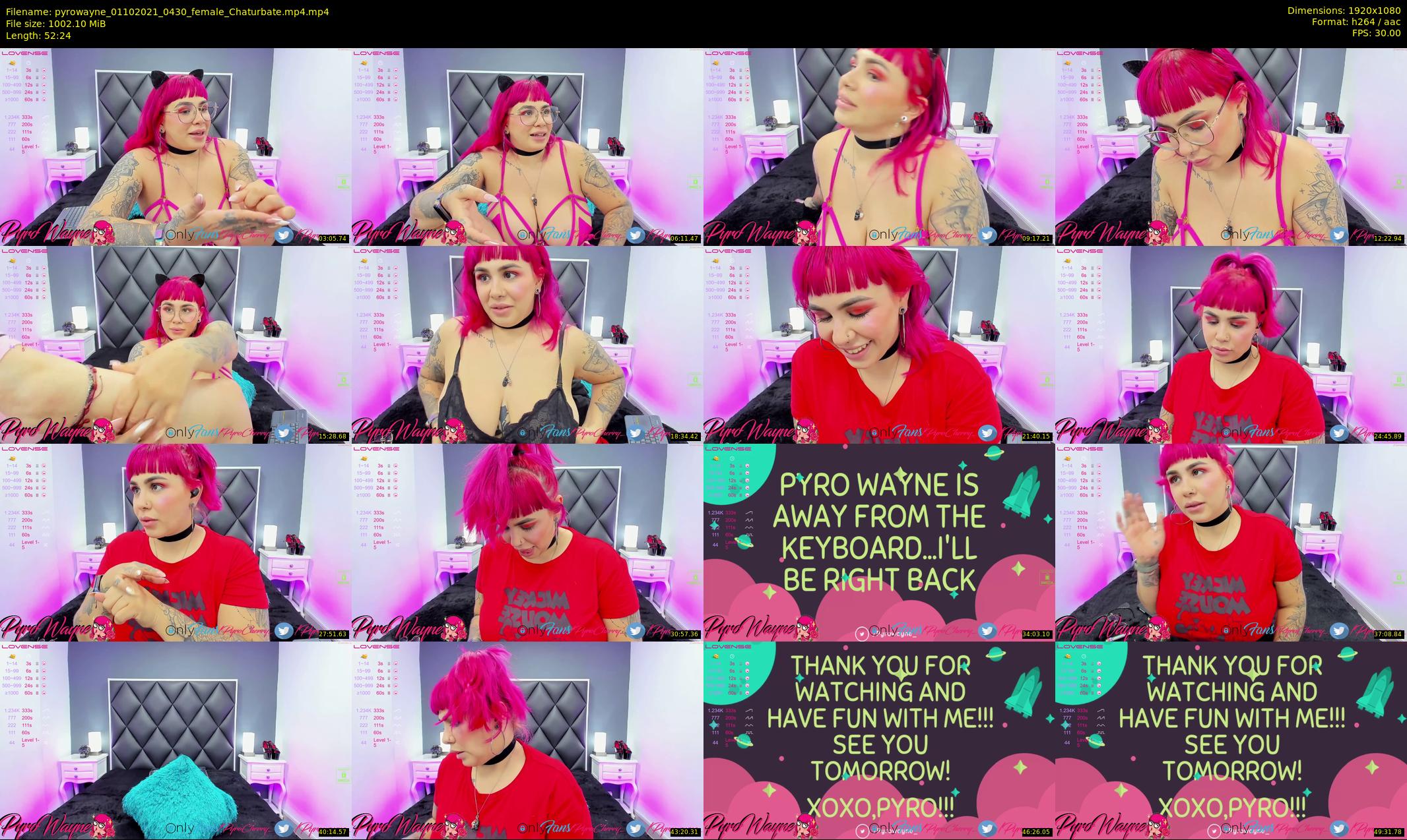 pyrowayne — 53 minute Chaturbate female cam show recording, 1080p, Oct 1, 2021