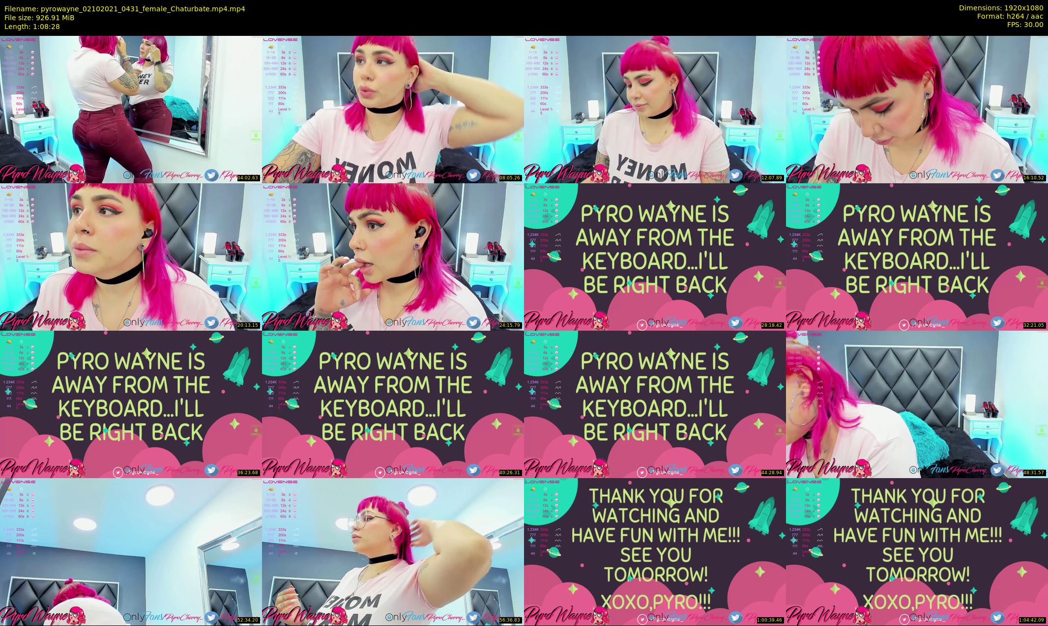 pyrowayne — 69 minute Chaturbate female cam show recording, 1080p, Oct 2, 2021