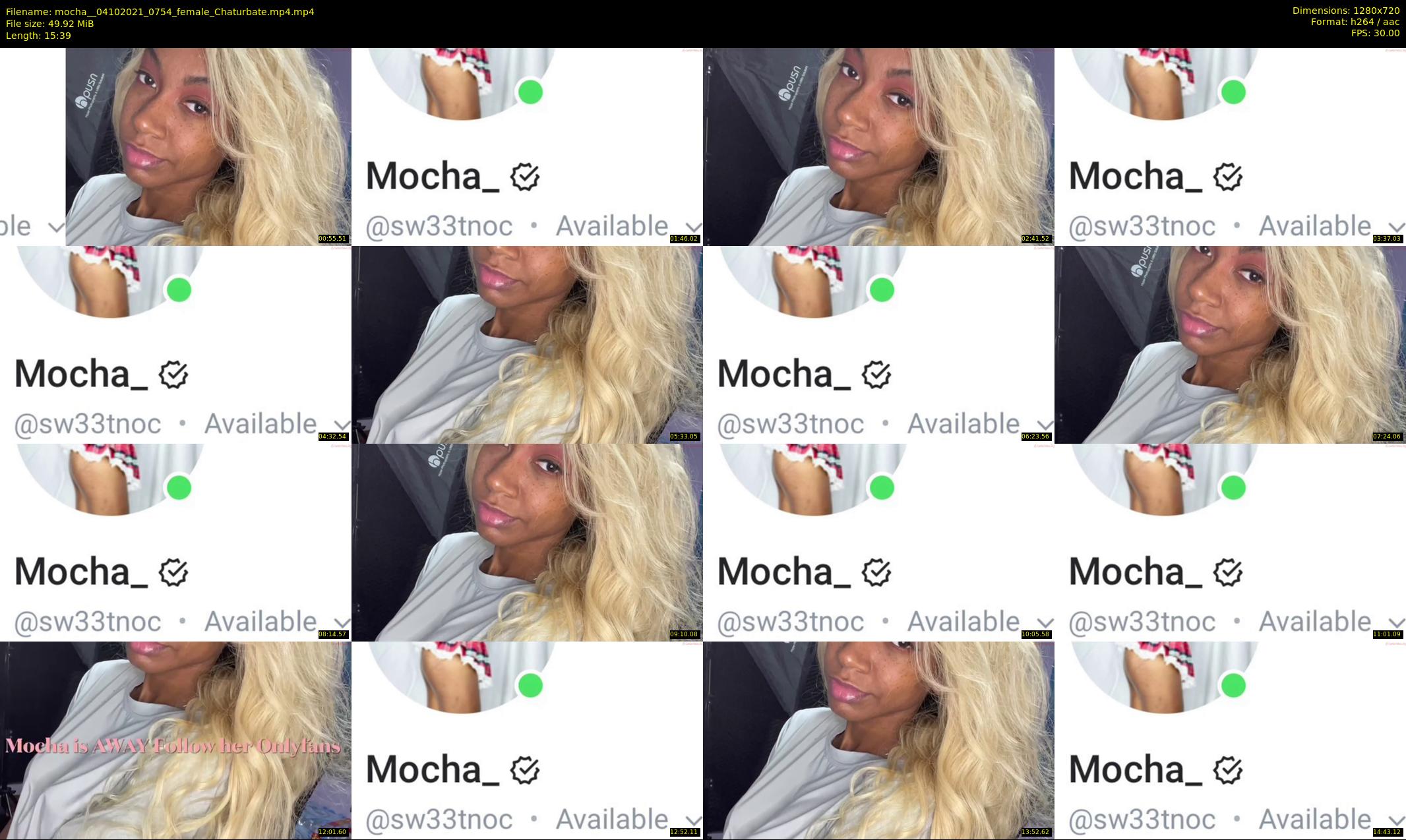 mocha_ — 16 minute Chaturbate female cam show recording, 720p, Oct 4, 2021