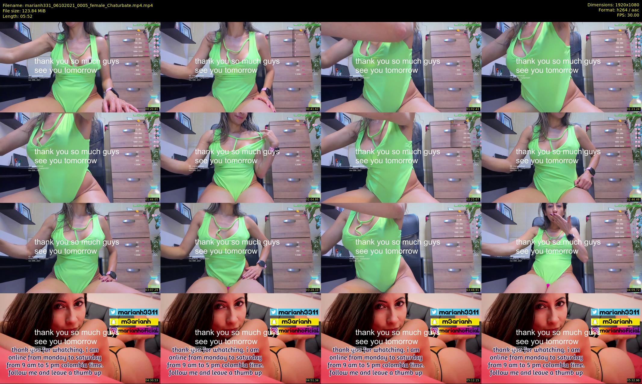 marianh331 — 6 minute Chaturbate female cam show recording, 1080p, Oct 6, 2021