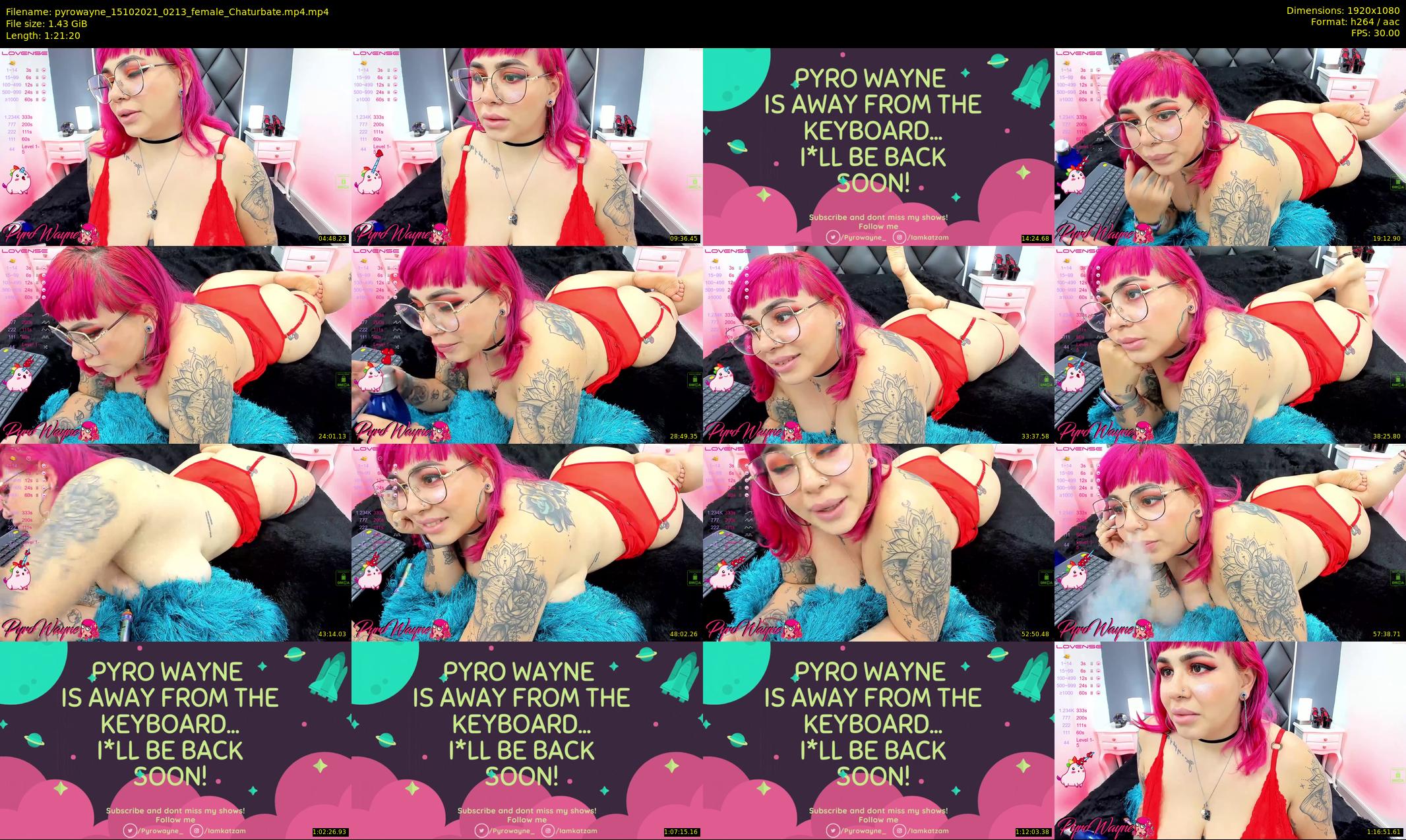 pyrowayne — 82 minute Chaturbate female cam show recording, 1080p, Oct 15, 2021