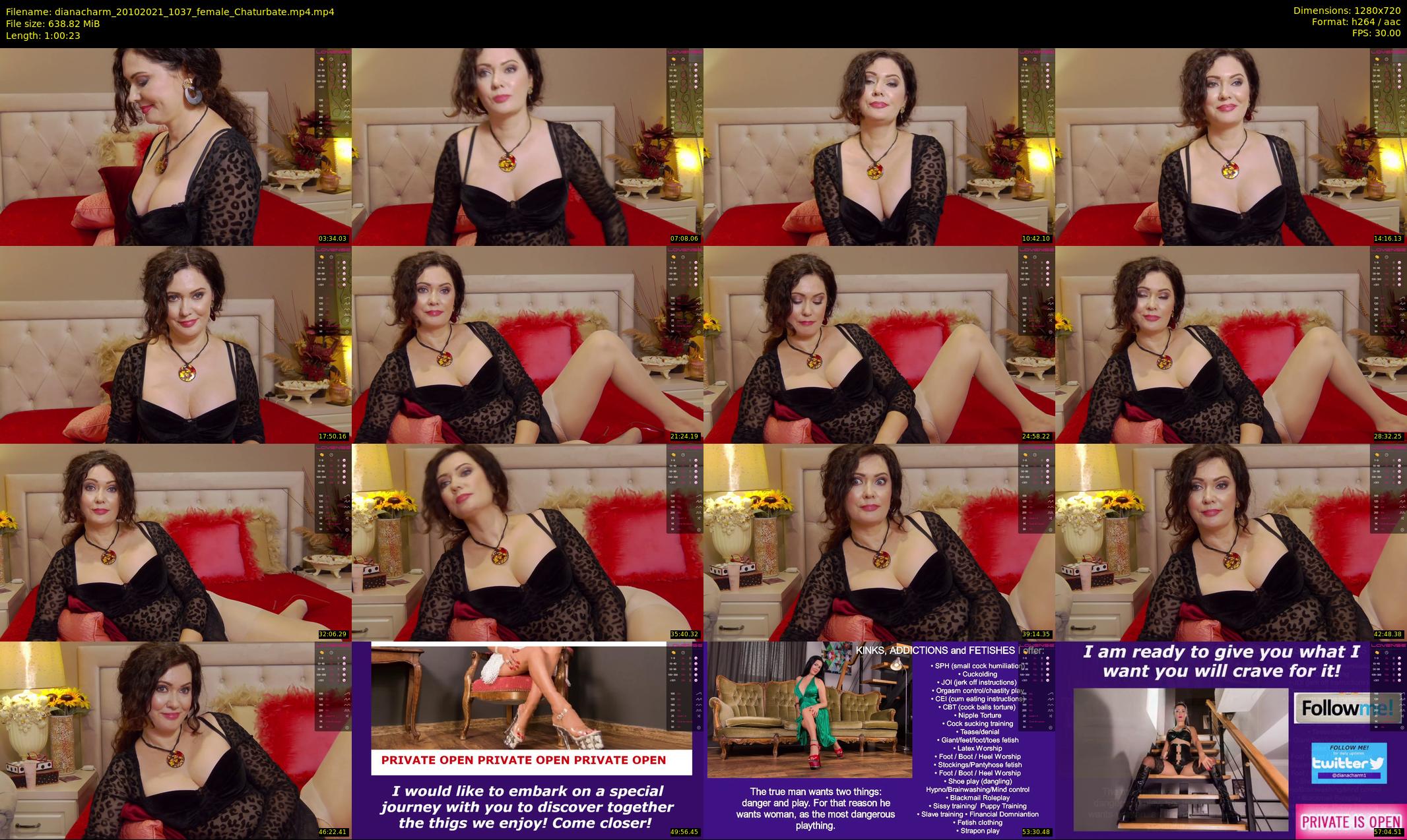 dianacharm — 61 minute Chaturbate female cam show recording, 720p, Oct 20, 2021