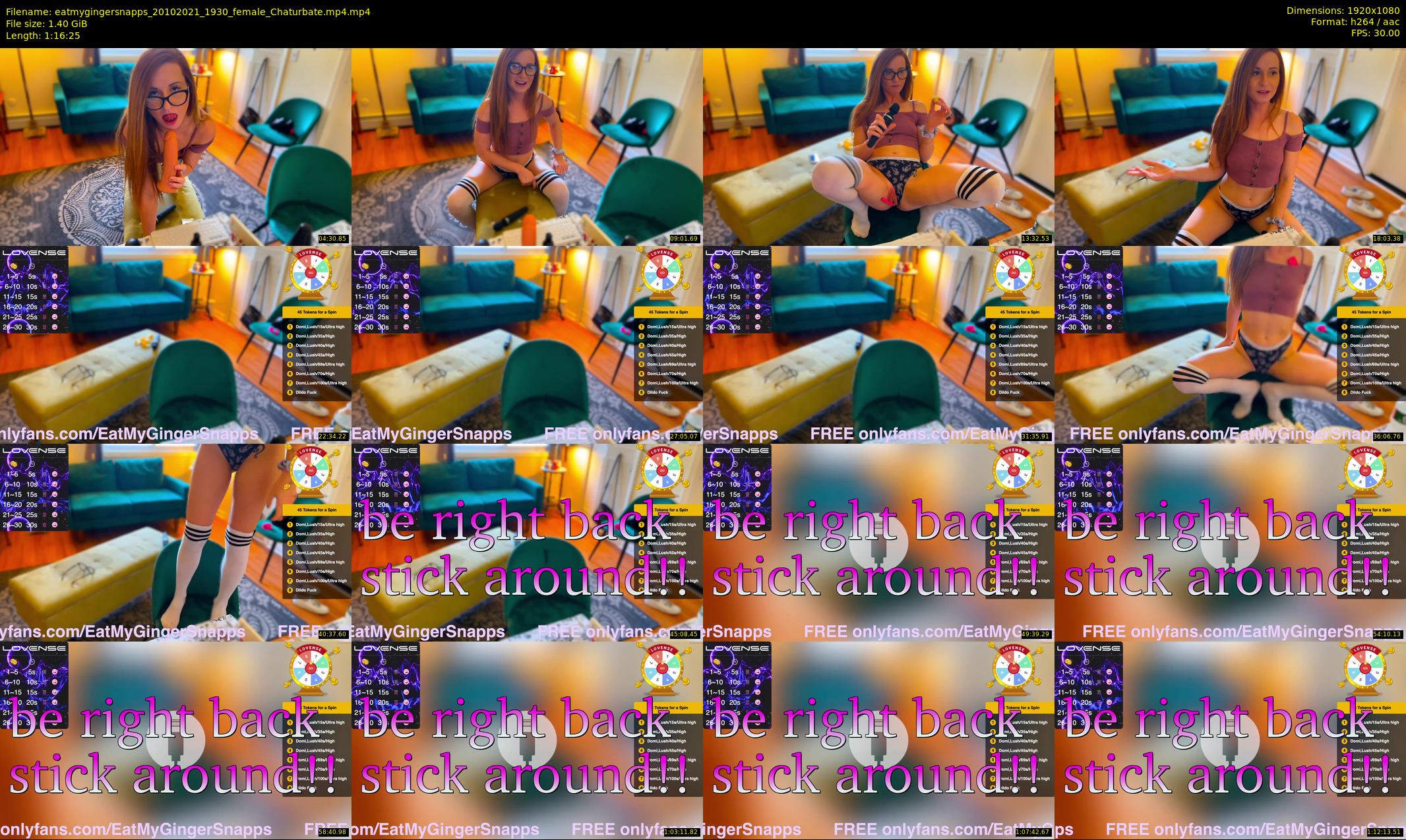 eatmygingersnapps — 77 minute Chaturbate female cam show recording, 1080p, Oct 20, 2021