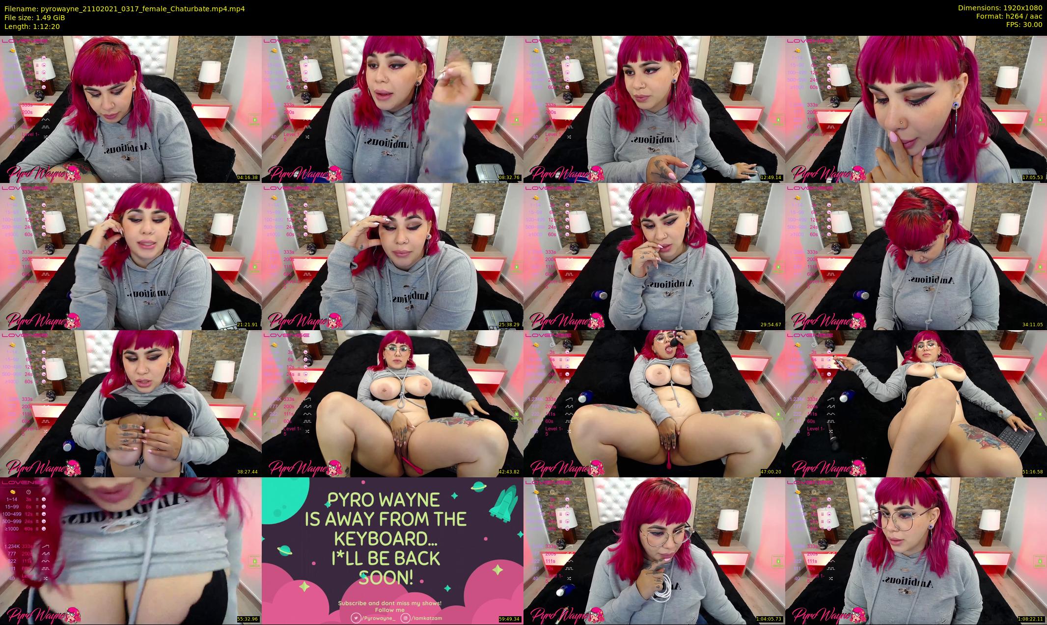 pyrowayne — 73 minute Chaturbate female cam show recording, 1080p, Oct 21, 2021