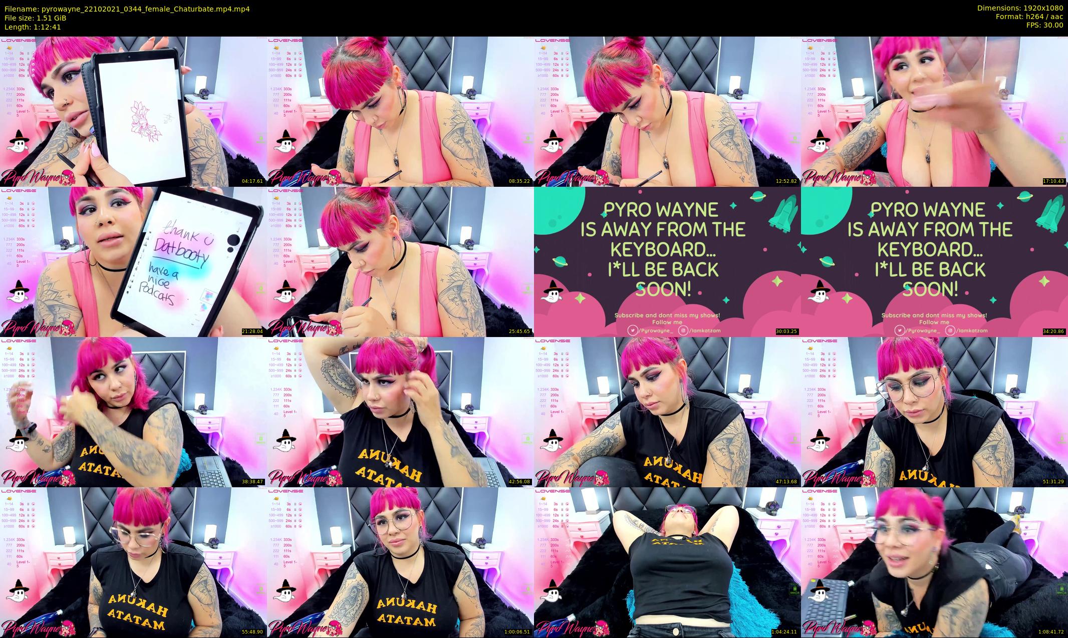 pyrowayne — 73 minute Chaturbate female cam show recording, 1080p, Oct 22, 2021