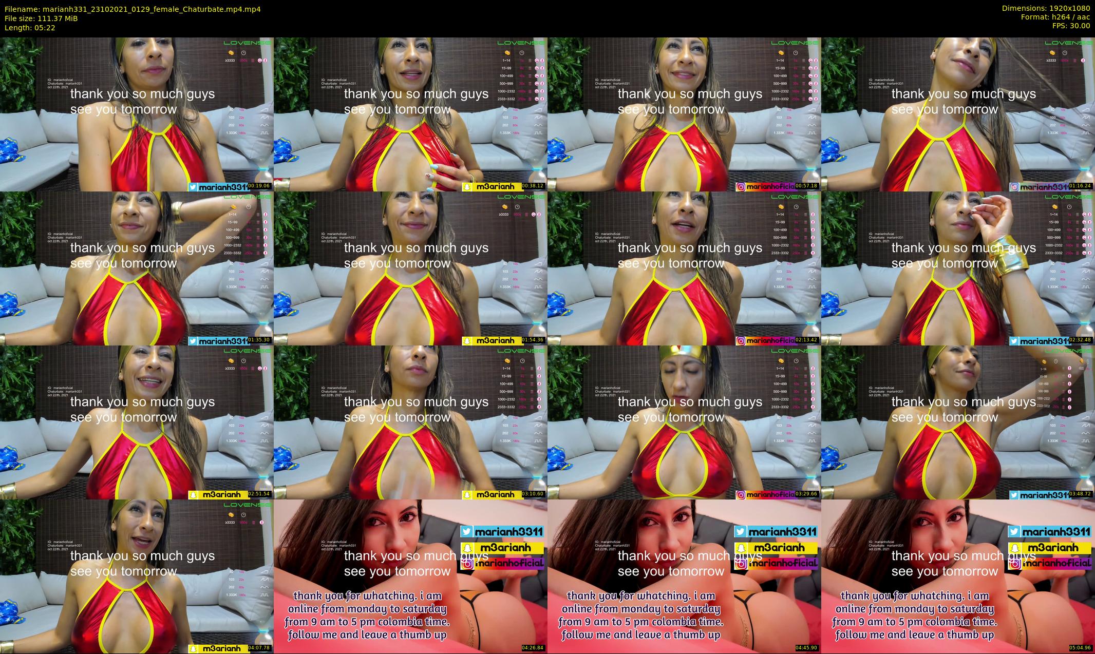 marianh331 — 6 minute Chaturbate female cam show recording, 1080p, Oct 23, 2021