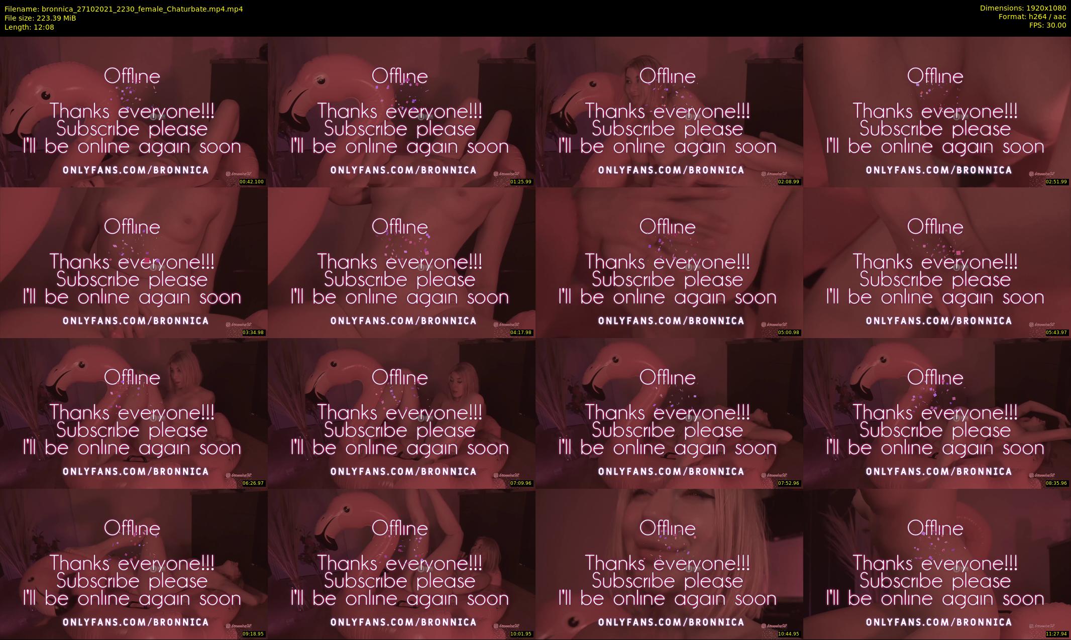bronnica — 13 minute Chaturbate female cam show recording, 1080p, Oct 27, 2021