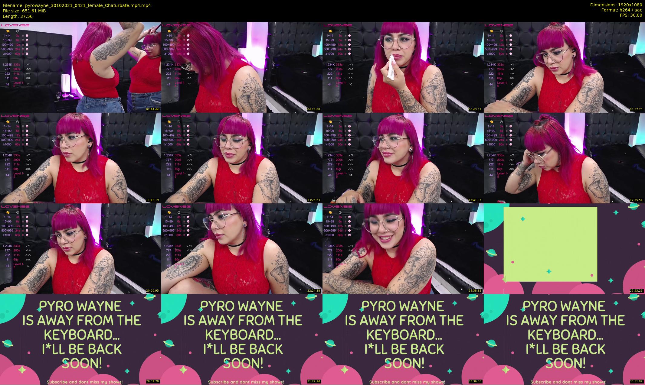 pyrowayne — 38 minute Chaturbate female cam show recording, 1080p, Oct 30, 2021