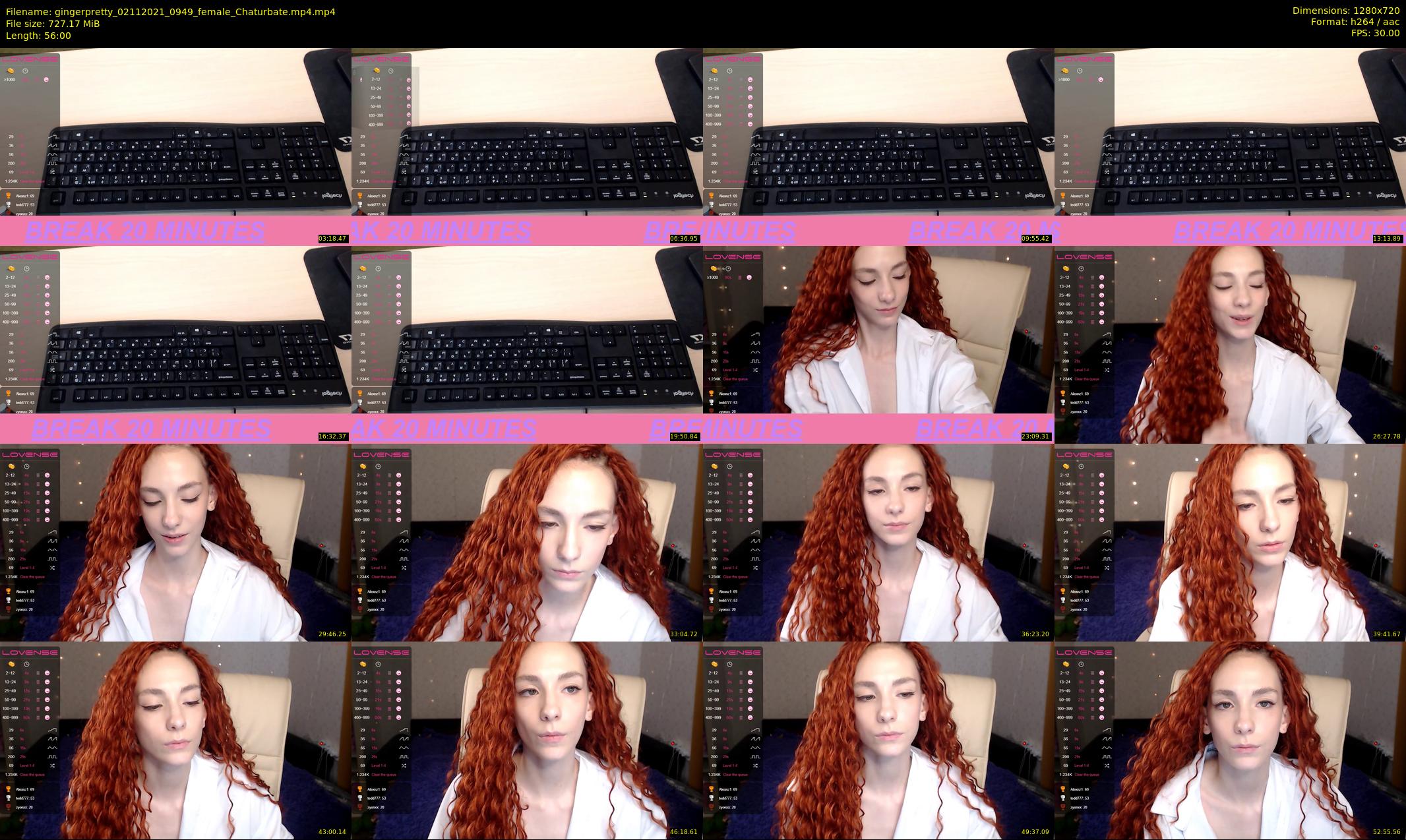 gingerpretty — 56 minute Chaturbate female cam show recording, 720p, Nov 2, 2021
