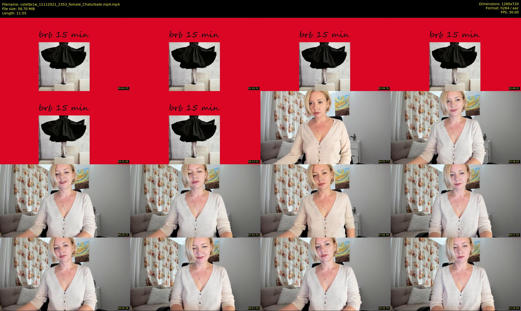 colette1w — 12 minute Chaturbate female cam show recording, 720p, Nov 11, 2021