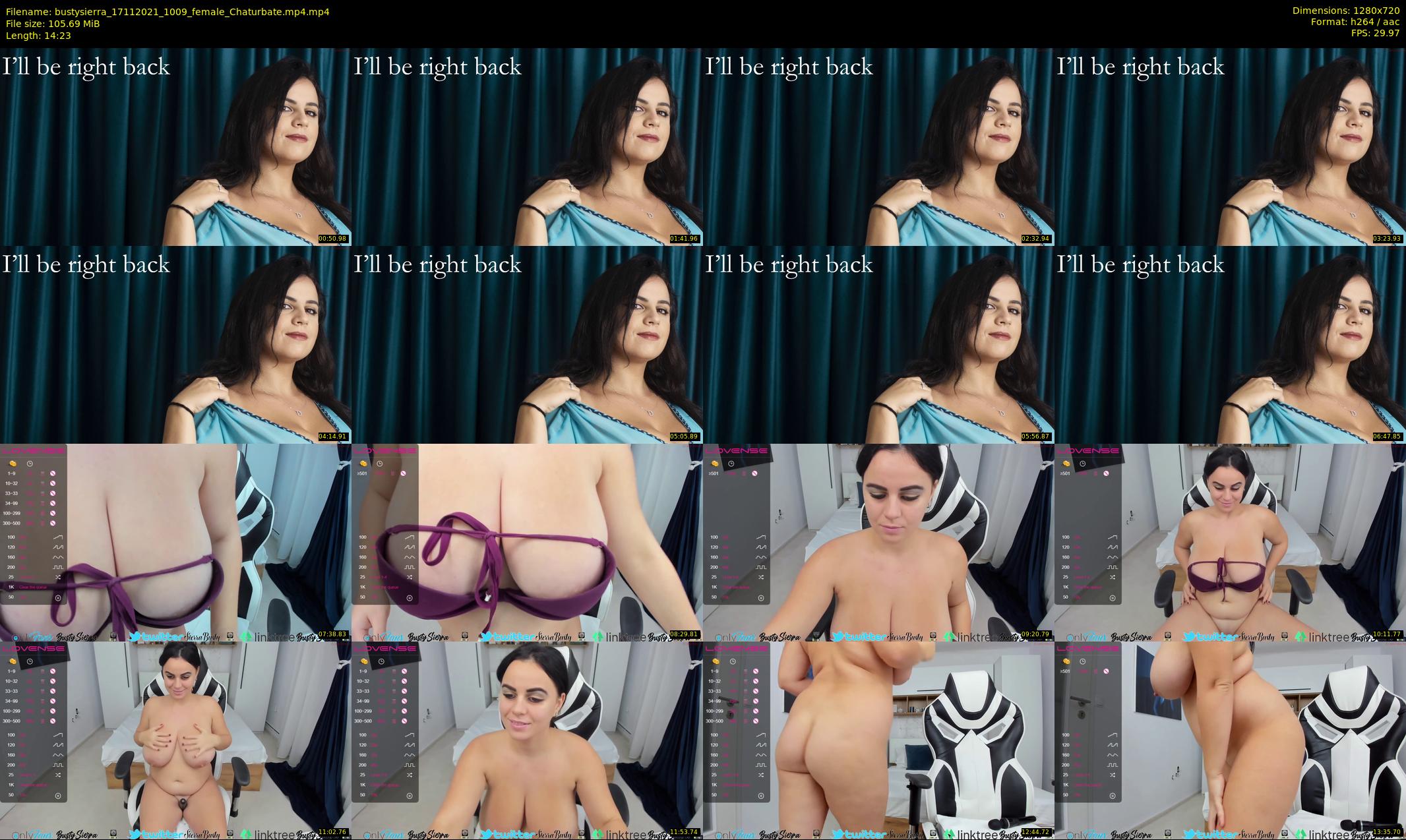 bustysierra — 15 minute Chaturbate female cam show recording, 720p, Nov 17, 2021