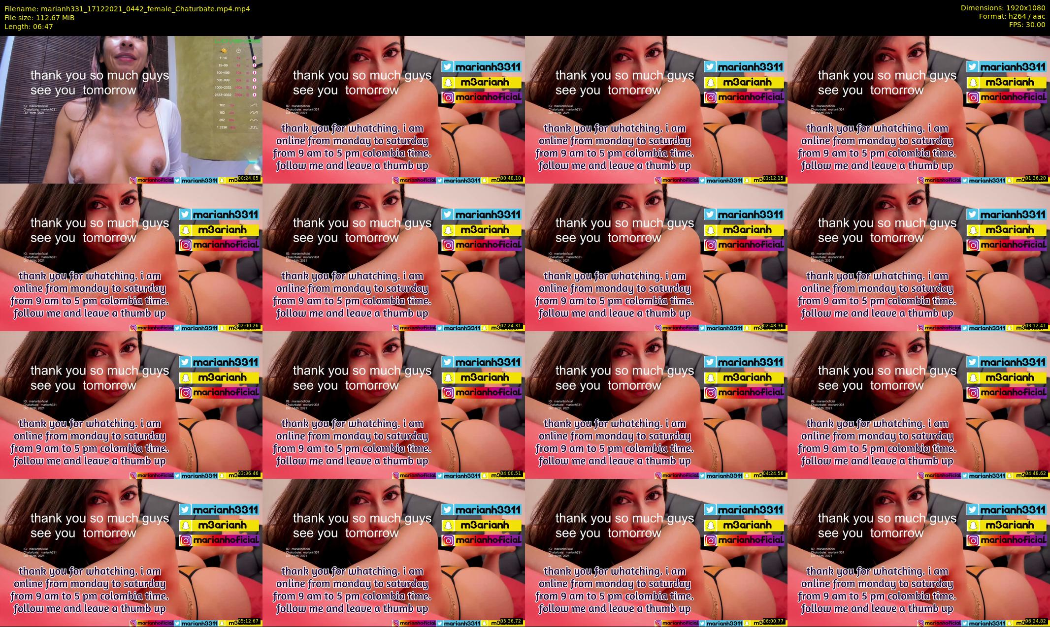 marianh331 — 7 minute Chaturbate female cam show recording, 1080p, Dec 17, 2021
