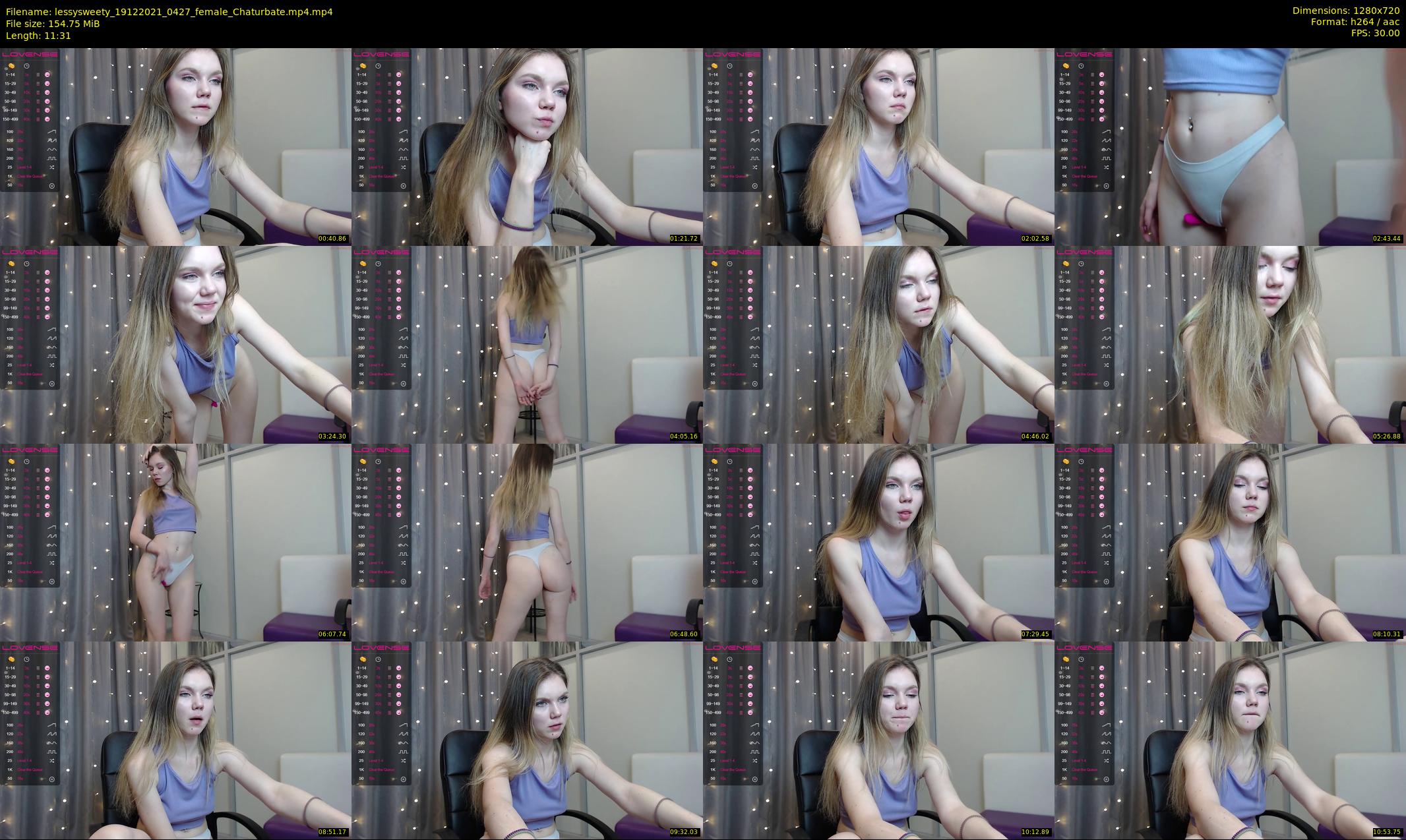 lessysweety — 12 minute Chaturbate female cam show recording, 720p, Dec 19, 2021