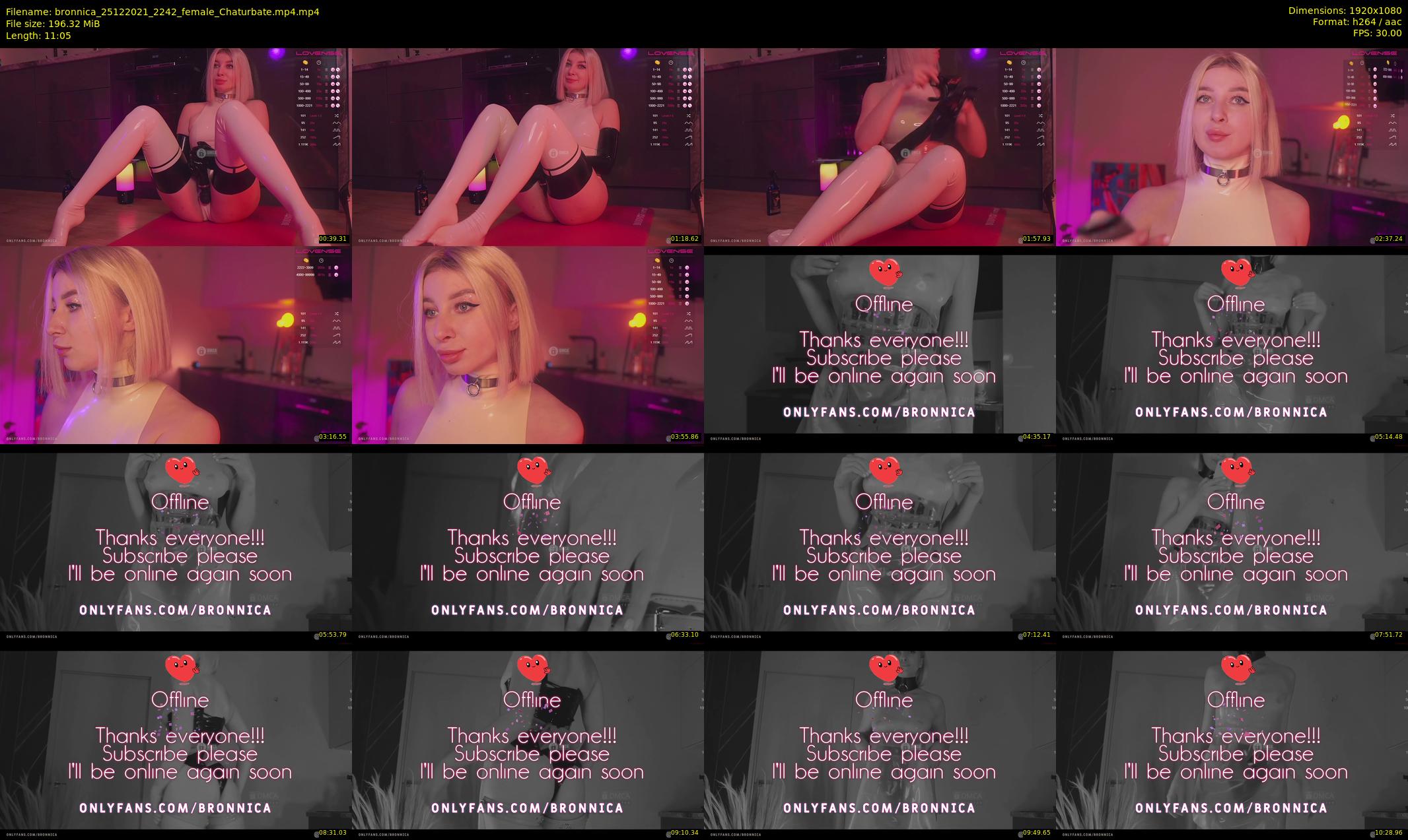 bronnica — 12 minute Chaturbate female cam show recording, 1080p, Dec 25, 2021