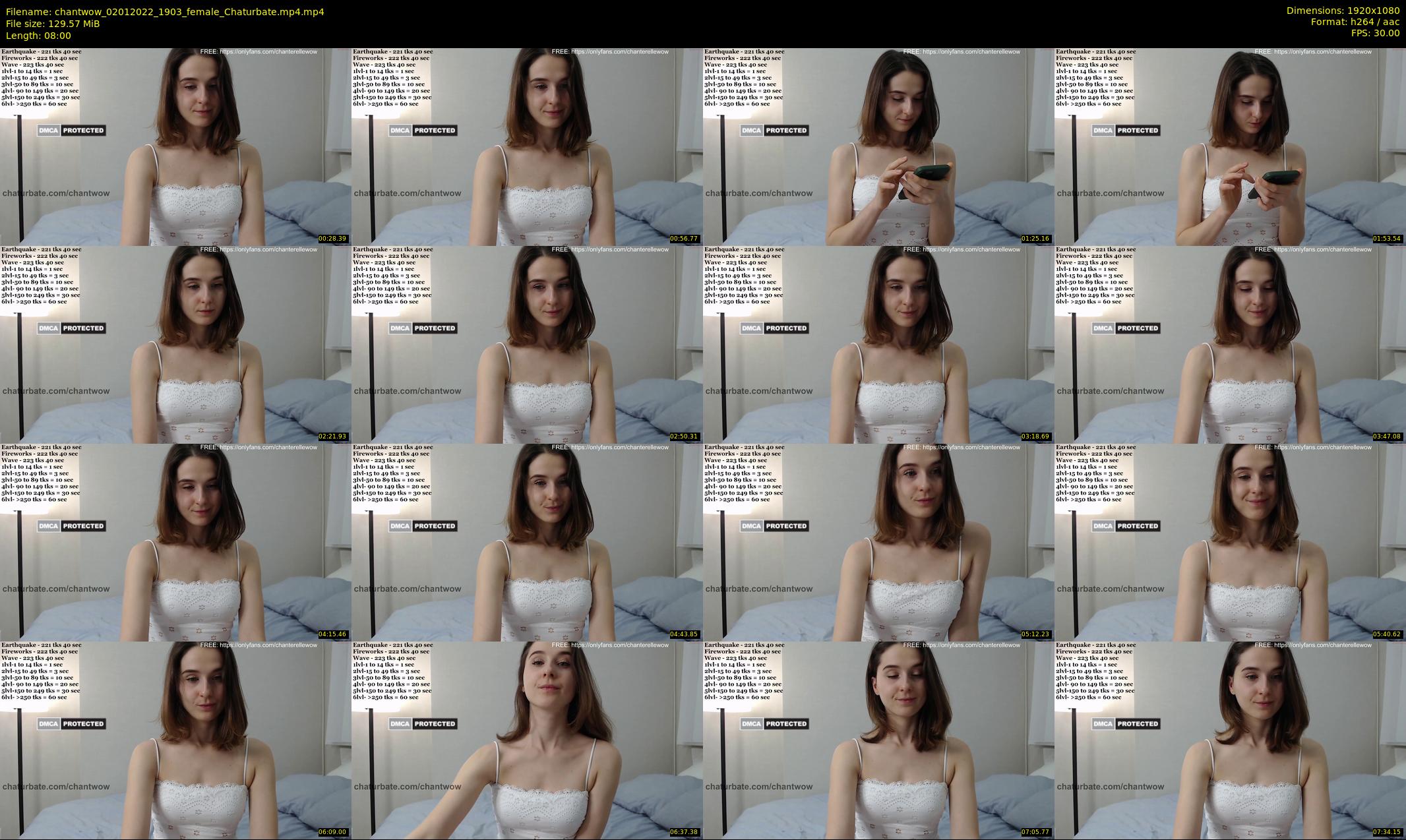 chantwow — 8 minute Chaturbate female cam show recording, 1080p, Jan 2, 2022