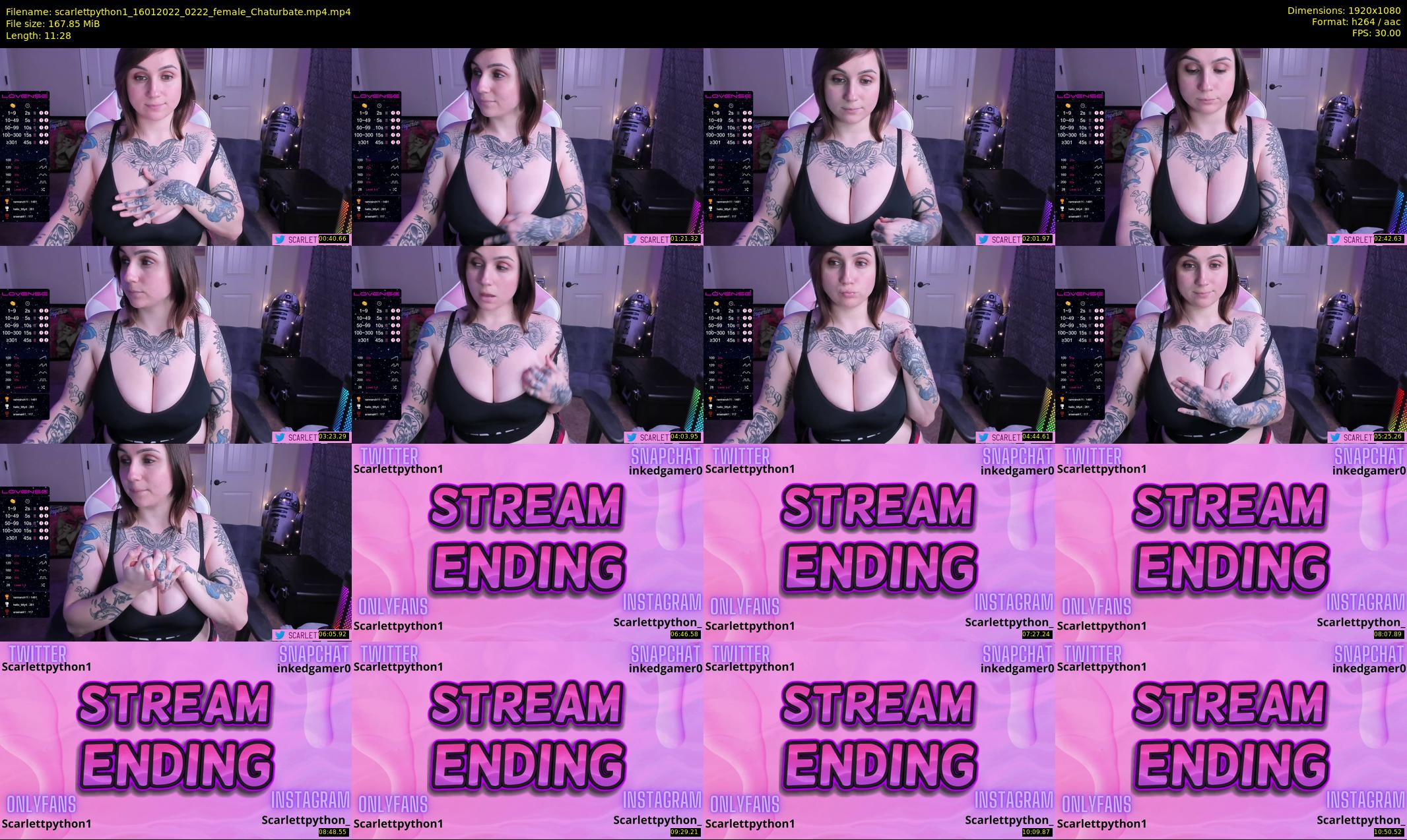 scarlettpython1 — 12 minute Chaturbate female cam show recording, 1080p, Jan 16, 2022