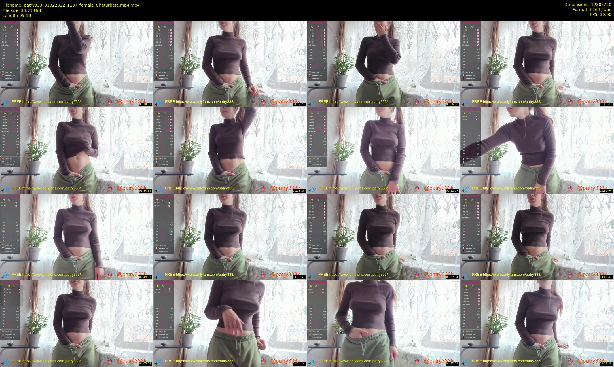 patry333 — 6 minute Chaturbate female cam show recording, 720p, Feb 1, 2022