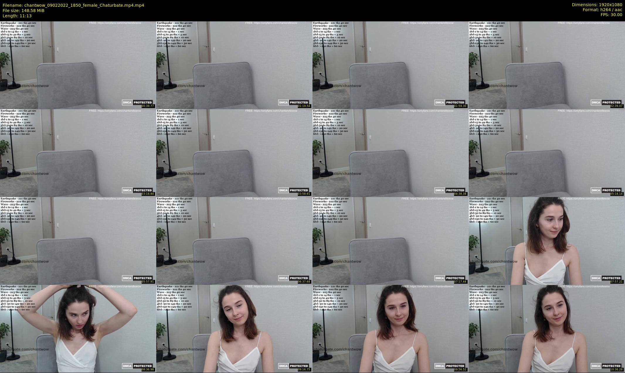 chantwow — 12 minute Chaturbate female cam show recording, 1080p, Feb 9, 2022