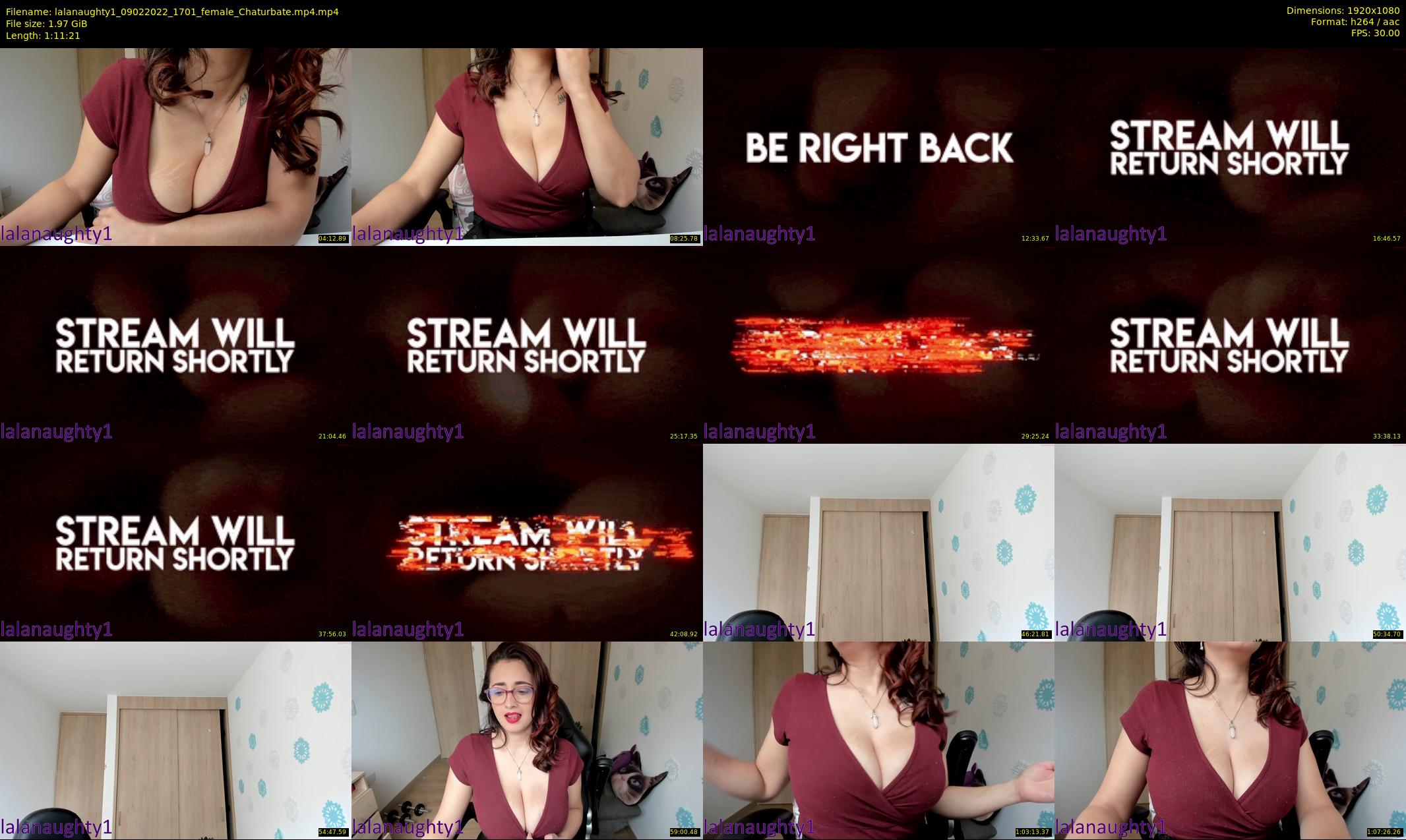 lalanaughty1 — 72 minute Chaturbate female cam show recording, 1080p, Feb 9, 2022