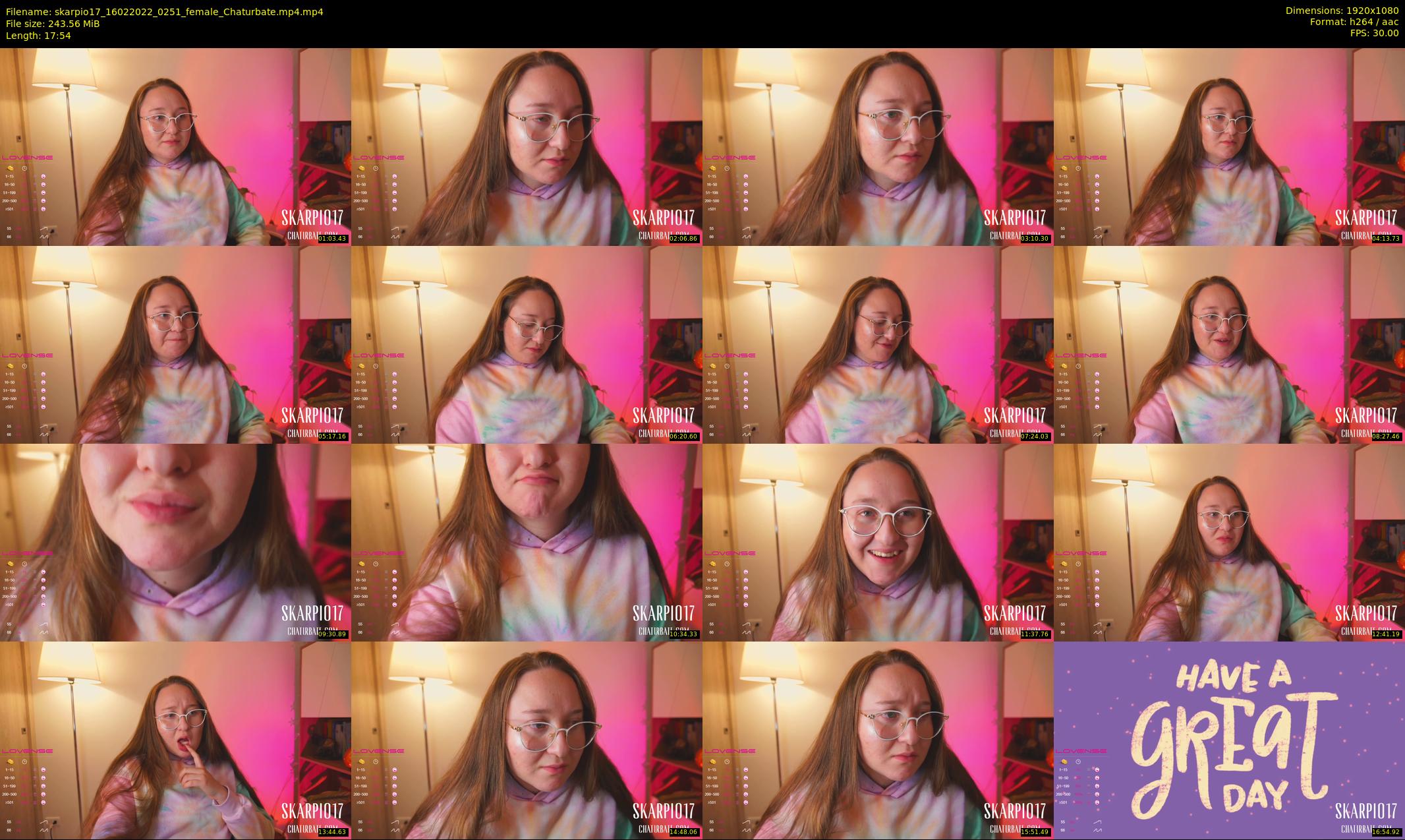 skarpio17 — 18 minute Chaturbate female cam show recording, 1080p, Feb 16, 2022