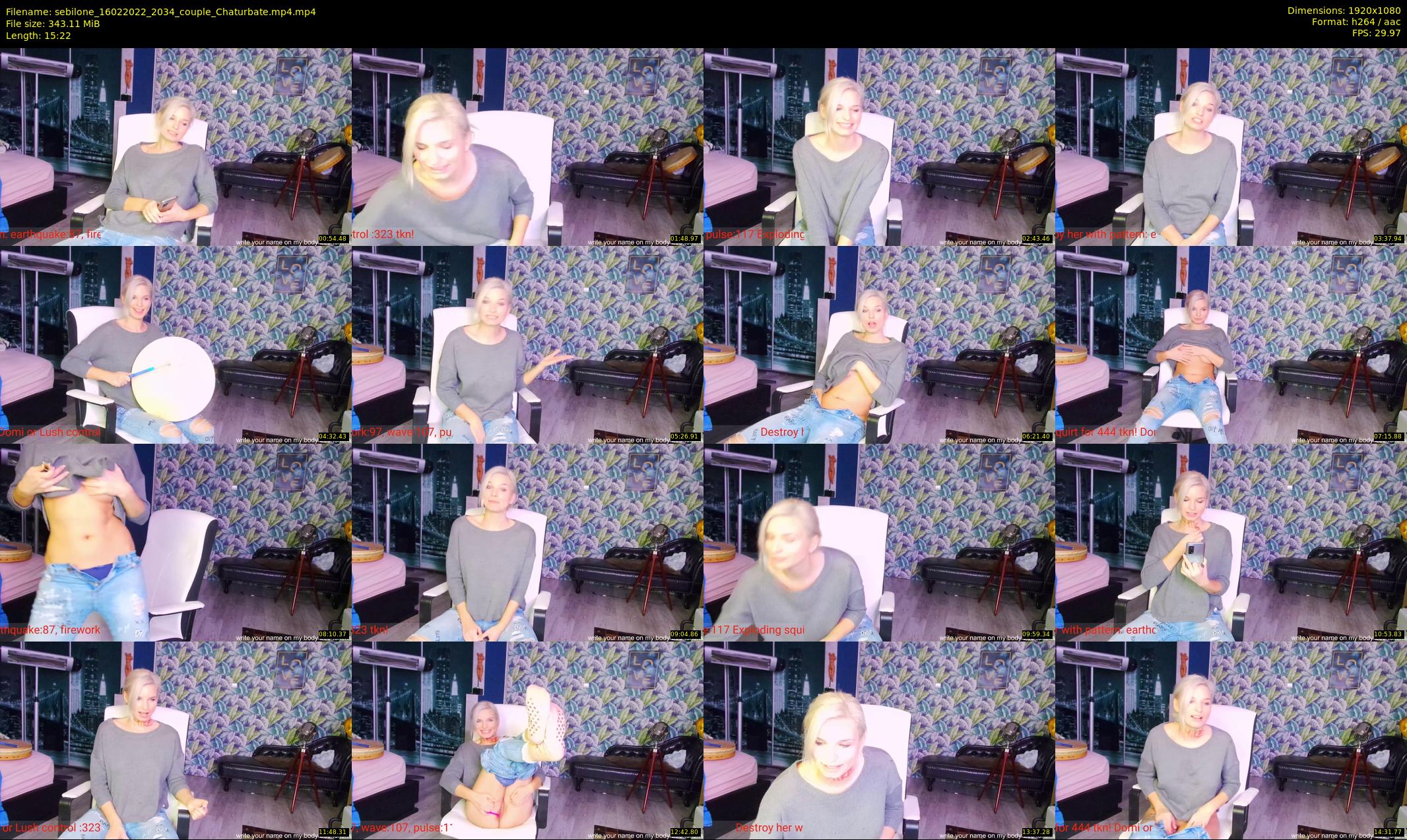 sebilone — 16 minute Chaturbate couple cam show recording, 1080p, Feb 16, 2022