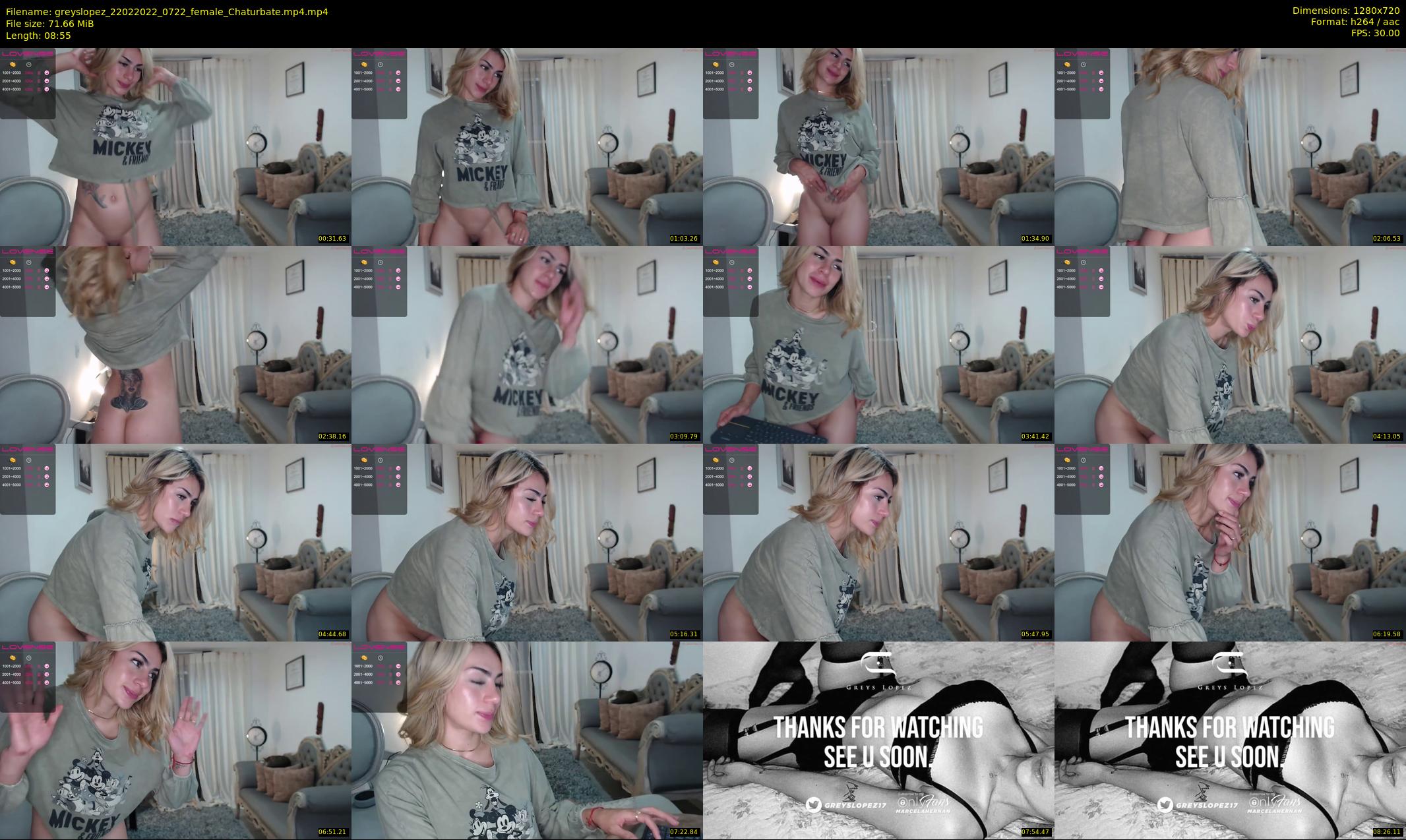 greyslopez — 9 minute Chaturbate female cam show recording, 720p, Feb 22, 2022