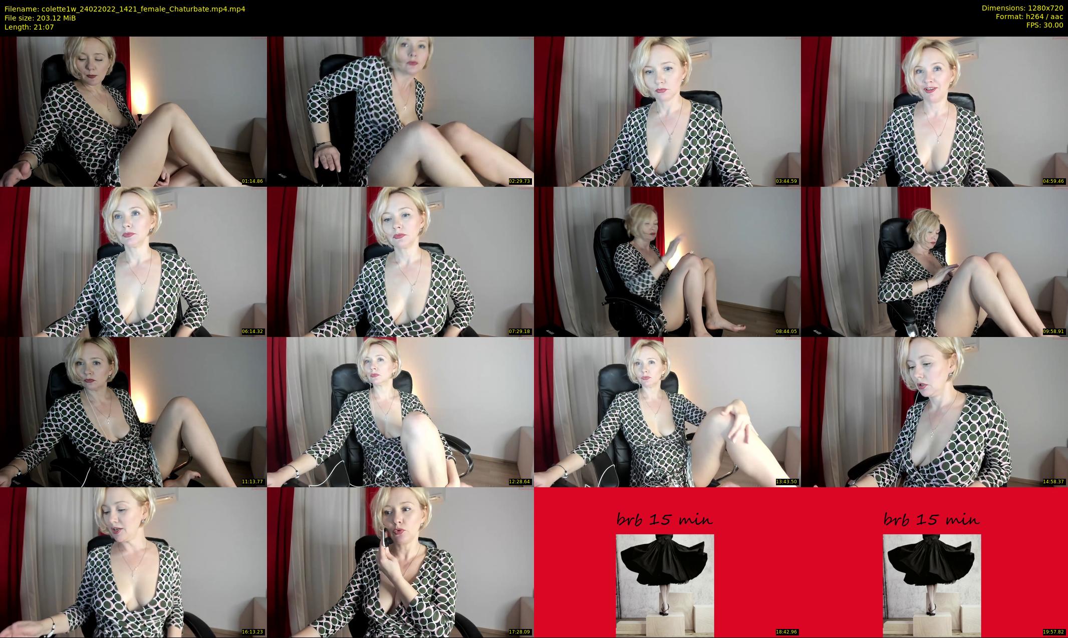 colette1w — 22 minute Chaturbate female cam show recording, 720p, Feb 24, 2022