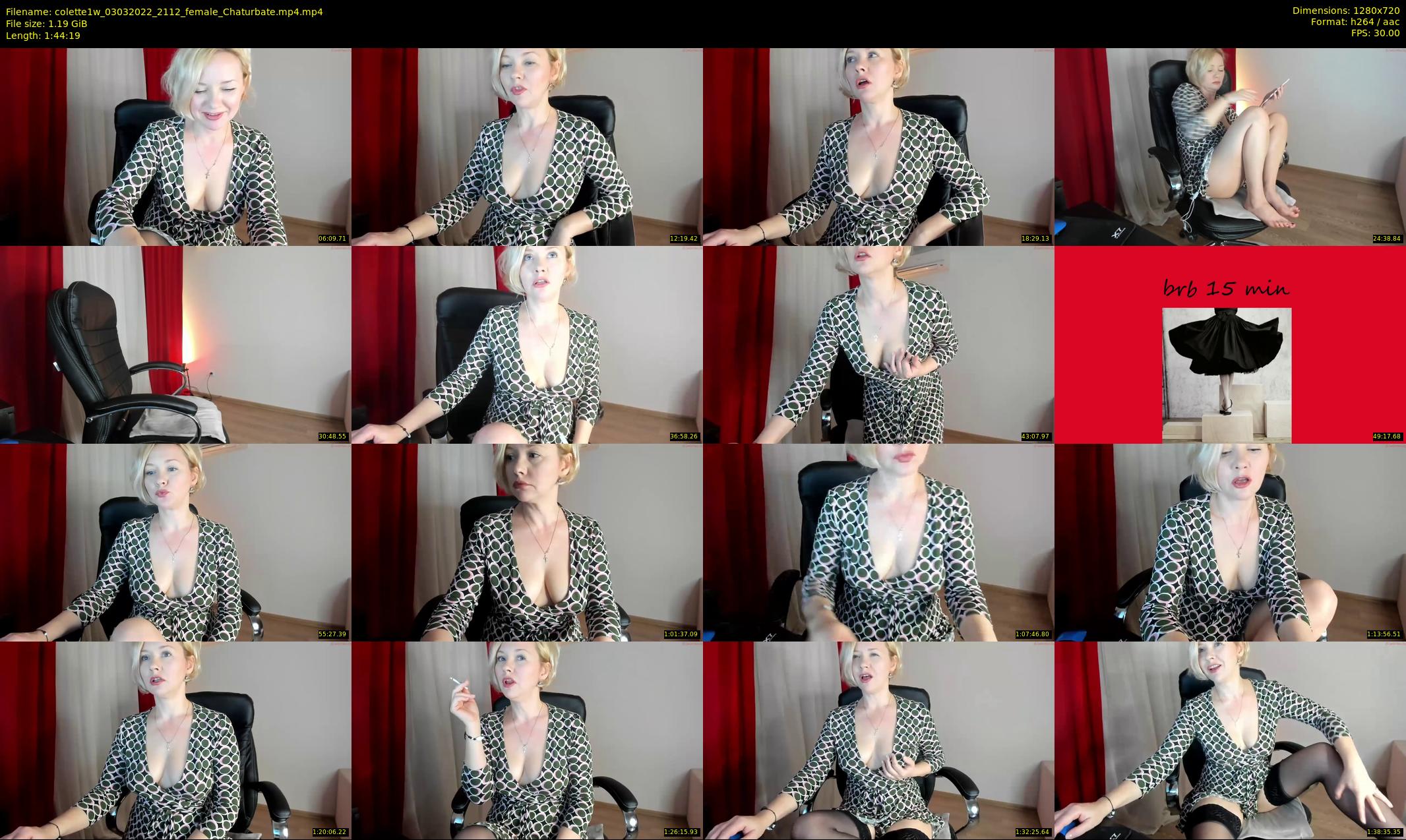 colette1w — 105 minute Chaturbate female cam show recording, 720p, Mar 3, 2022