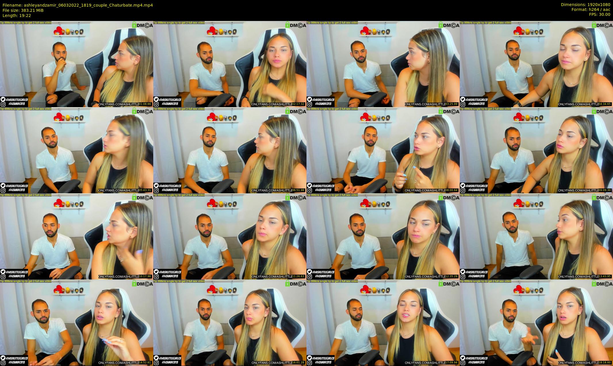 ashleyandzamir — 20 minute Chaturbate couple cam show recording, 1080p, Mar 6, 2022