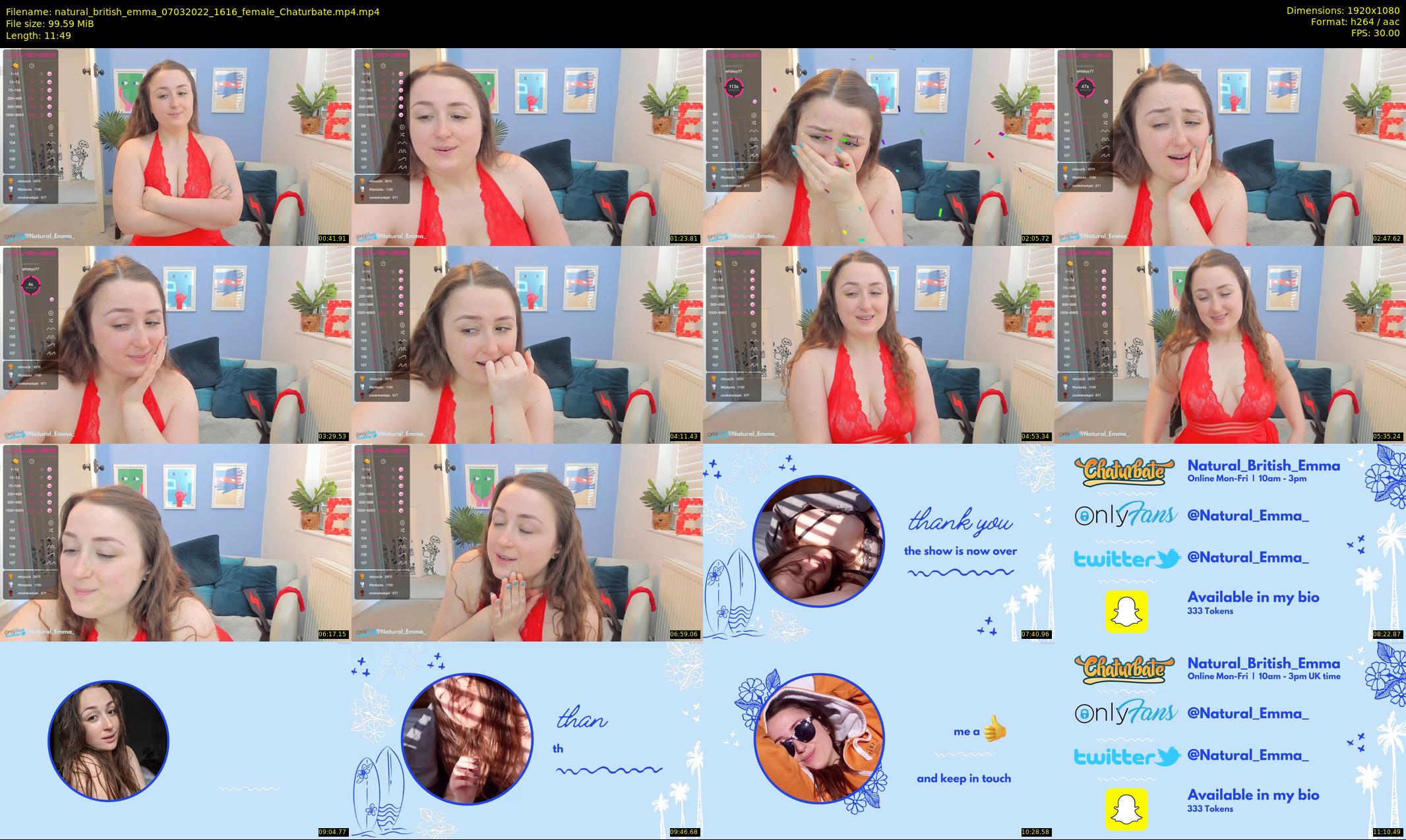natural_british_emma — 12 minute Chaturbate female cam show recording, 1080p, Mar 7, 2022