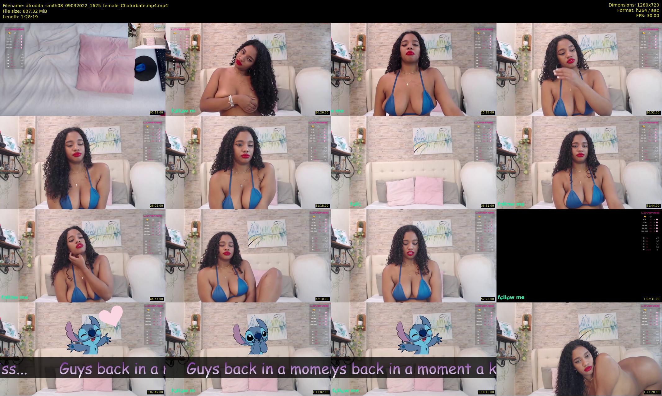 afrodita_smith08 — 89 minute Chaturbate female cam show recording, 720p, Mar 9, 2022