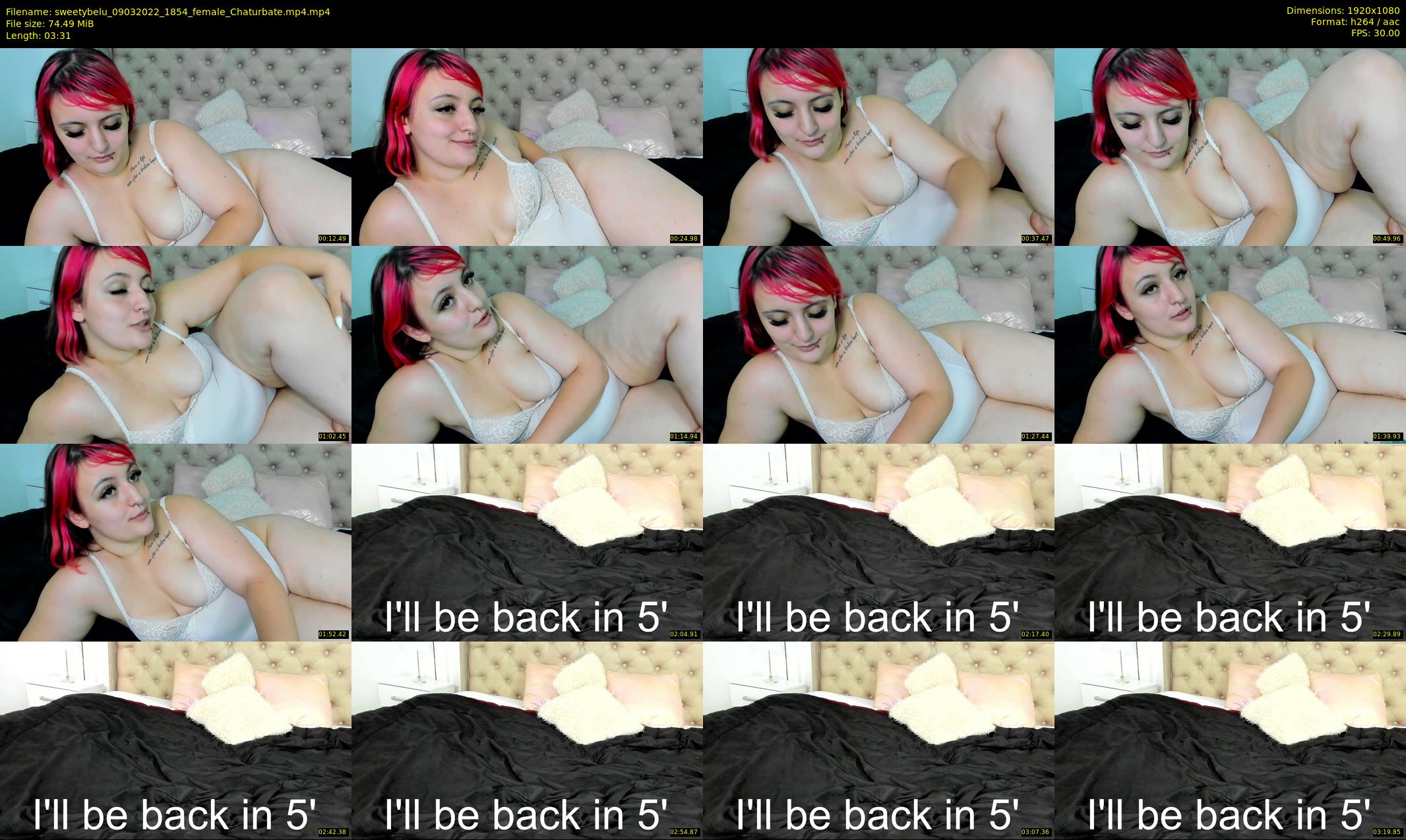 sweetybelu — 4 minute Chaturbate female cam show recording, 1080p, Mar 9, 2022
