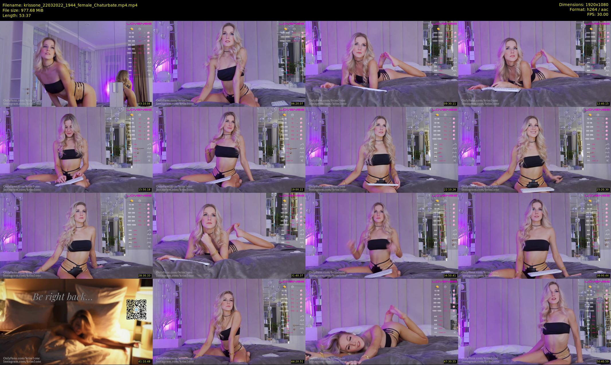 krissone — 54 minute Chaturbate female cam show recording, 1080p, Mar 22, 2022