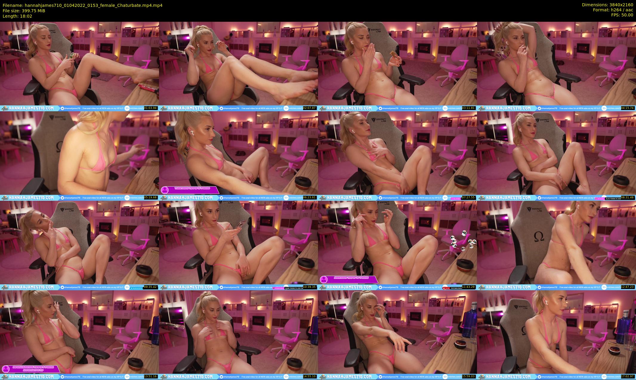 hannahjames710 — 19 minute Chaturbate female cam show recording, 4K, Apr 1, 2022
