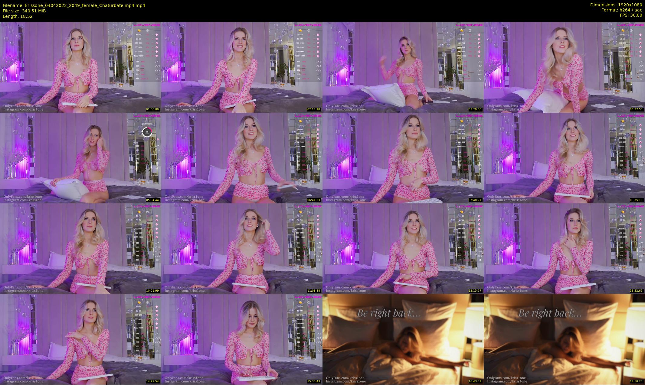 krissone — 19 minute Chaturbate female cam show recording, 1080p, Apr 4, 2022