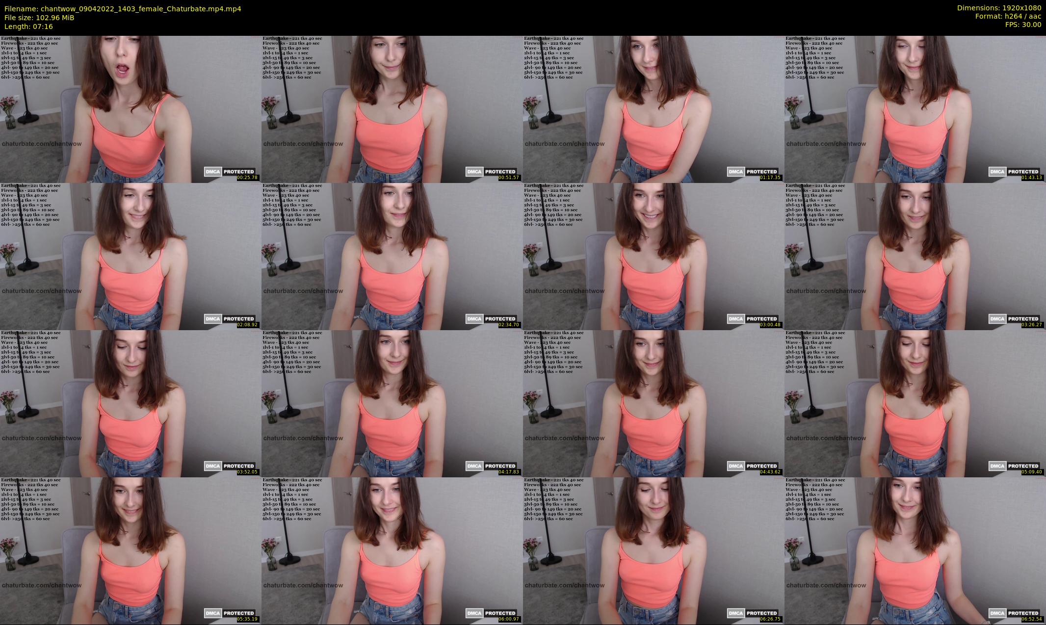 chantwow — 8 minute Chaturbate female cam show recording, 1080p, Apr 9, 2022