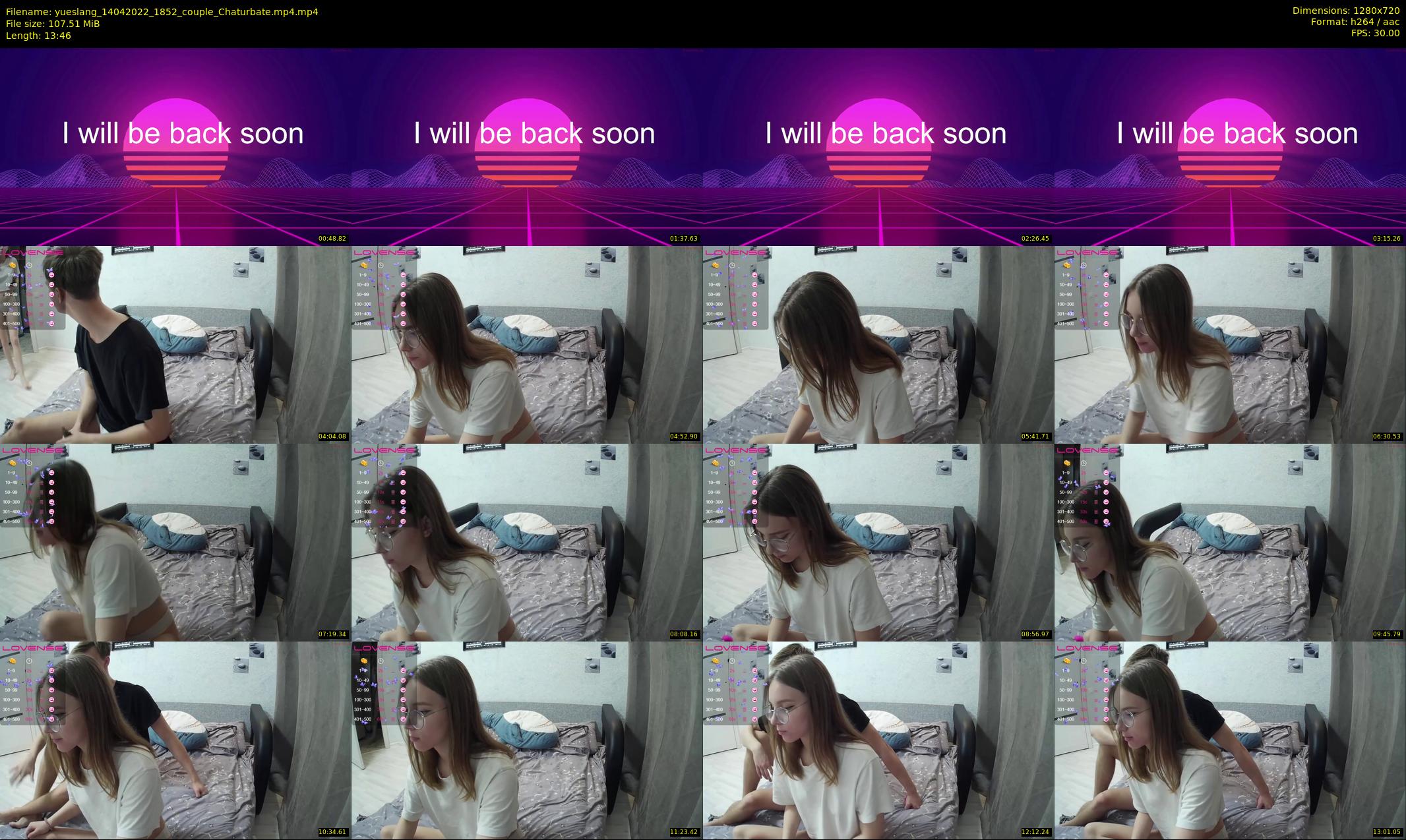 yueslang — 14 minute Chaturbate couple cam show recording, 720p, Apr 14, 2022