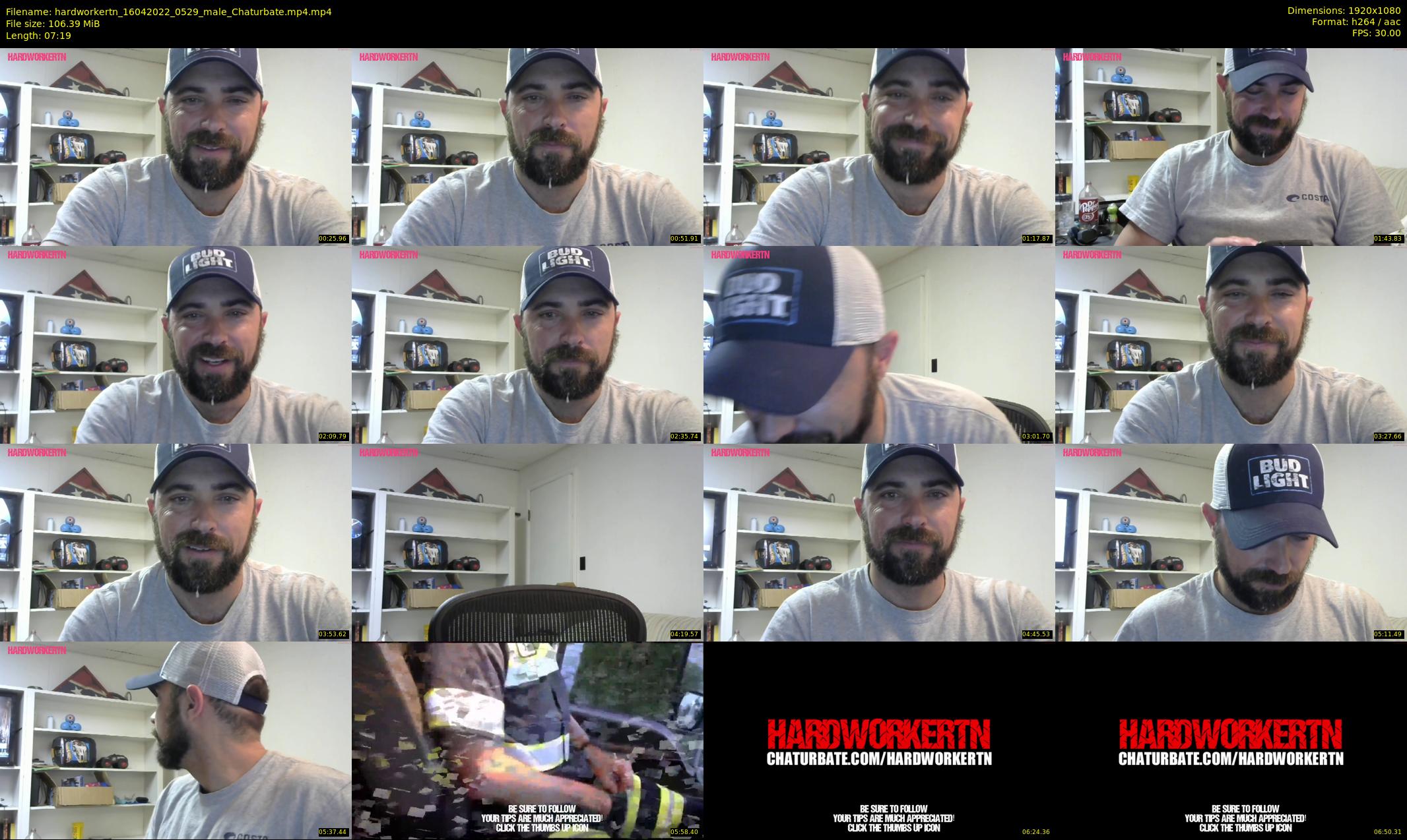 hardworkertn — 8 minute Chaturbate male cam show recording, 1080p, Apr 16, 2022
