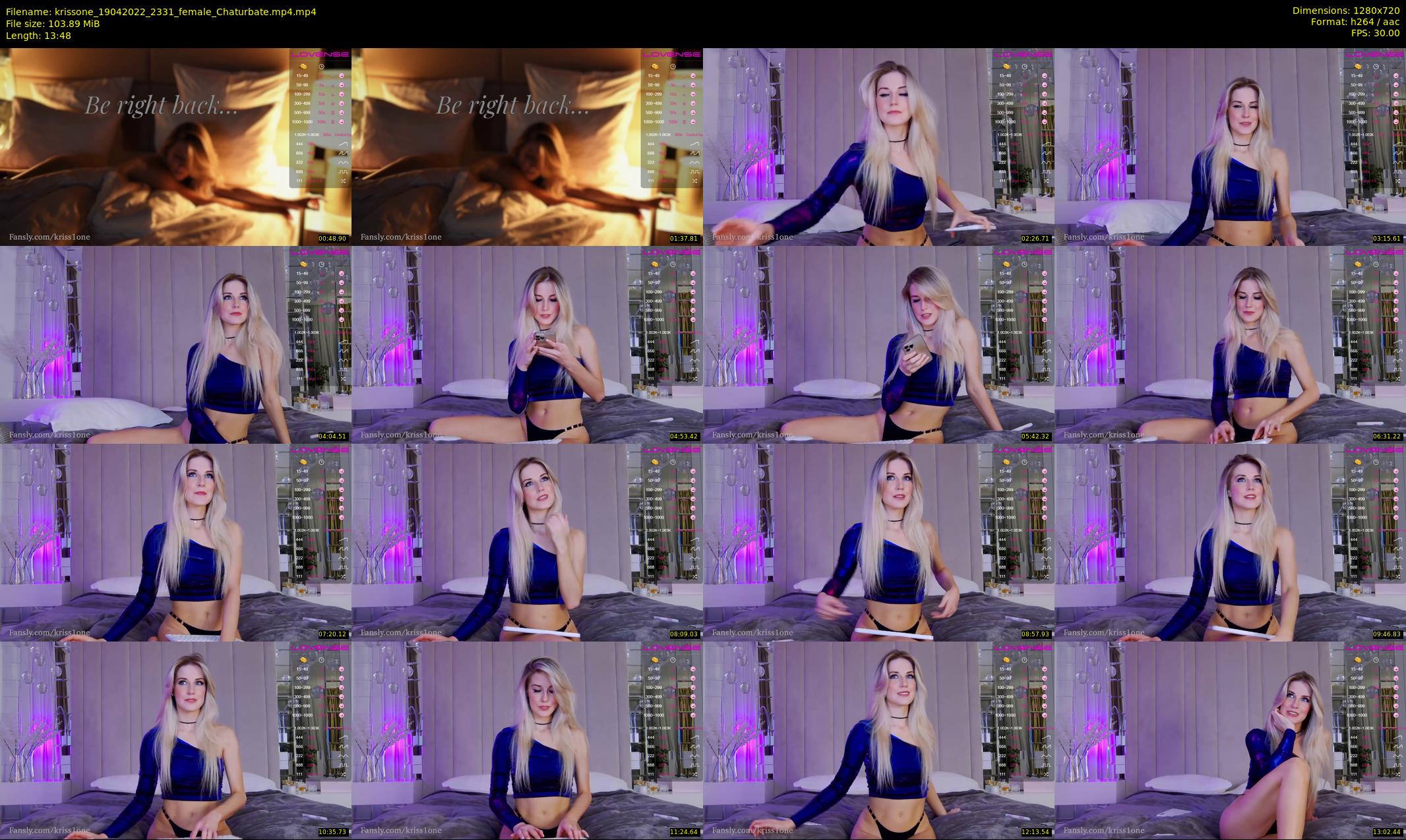 krissone — 14 minute Chaturbate female cam show recording, 720p, Apr 19, 2022