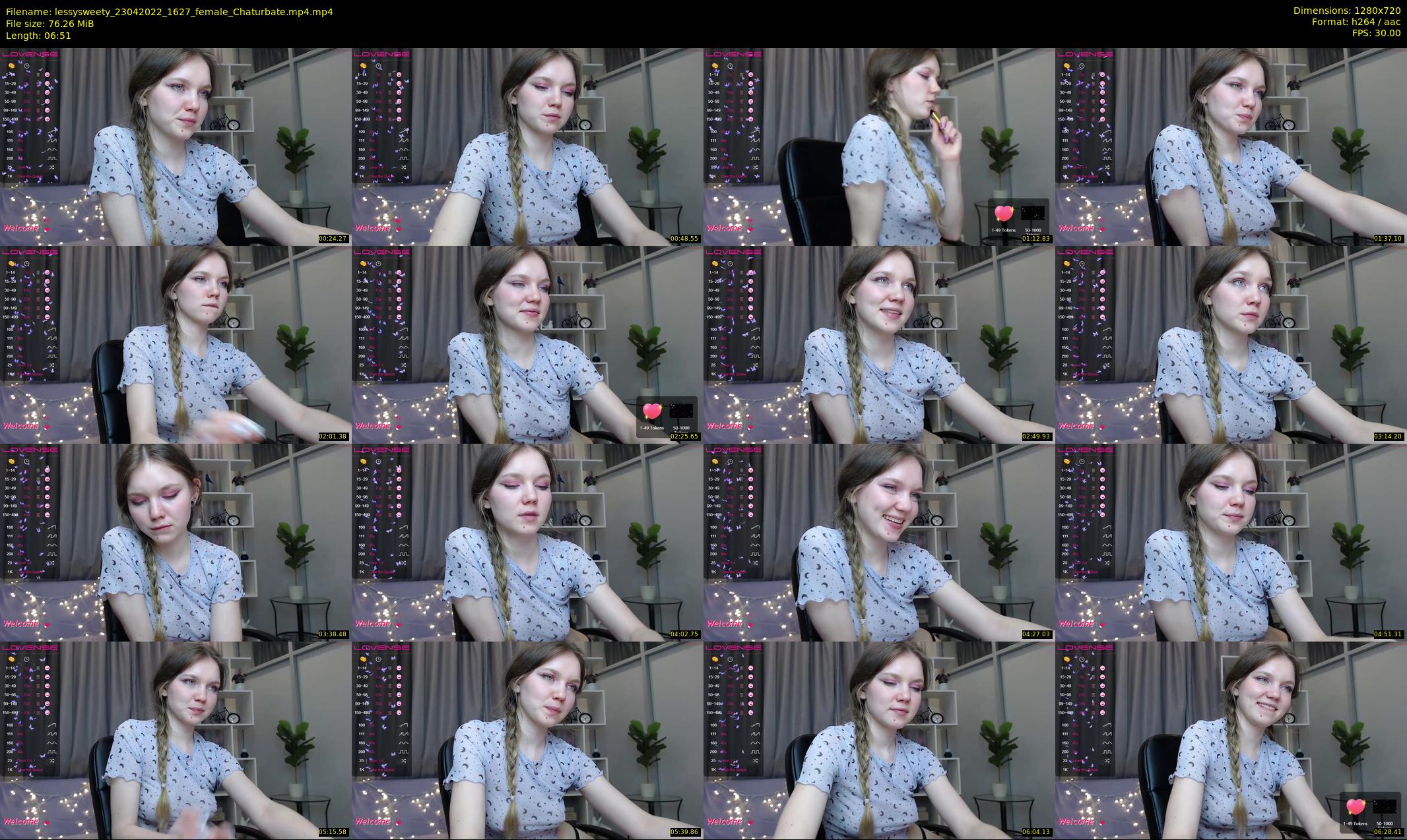 lessysweety — 7 minute Chaturbate female cam show recording, 720p, Apr 23, 2022