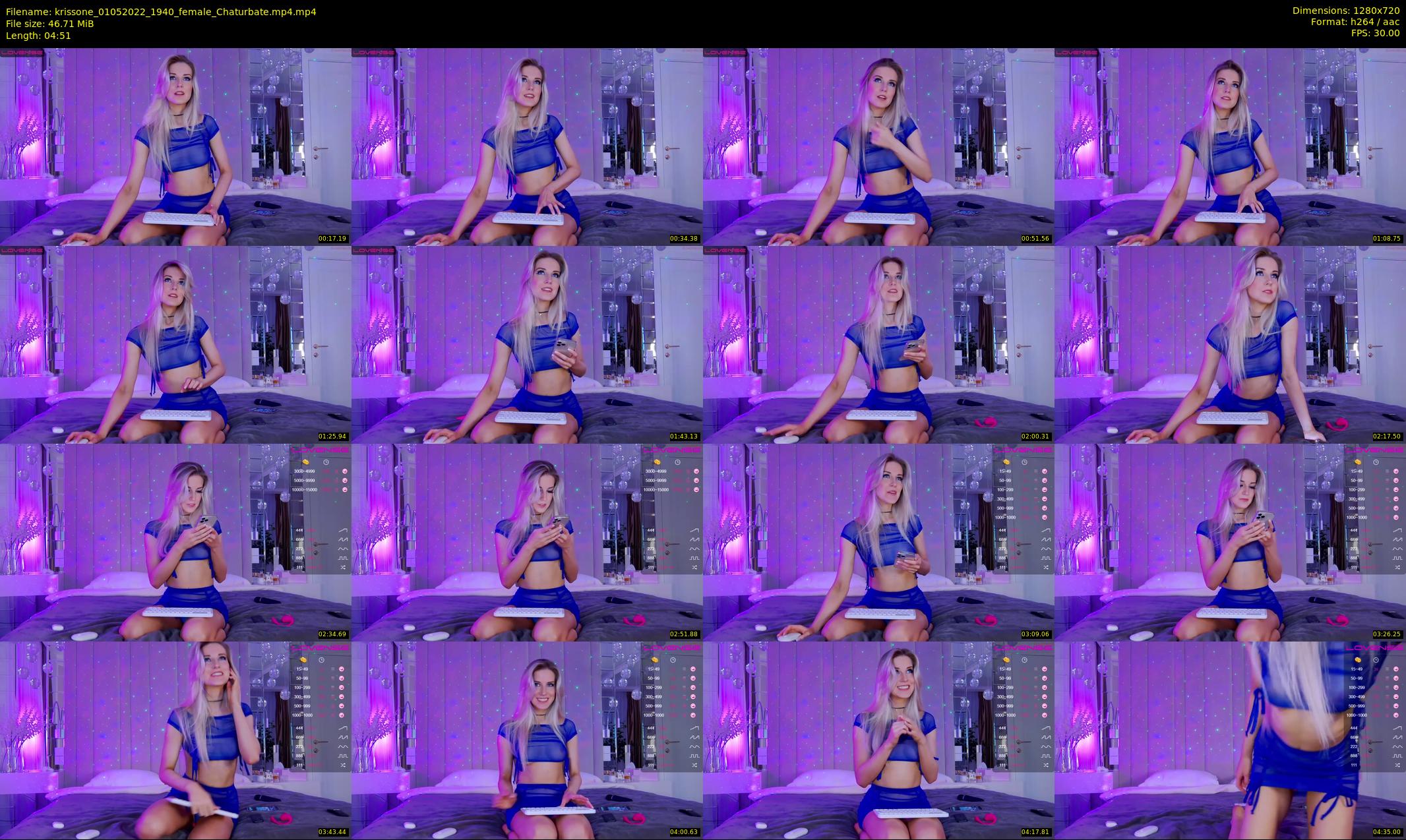 krissone — 5 minute Chaturbate female cam show recording, 720p, May 1, 2022