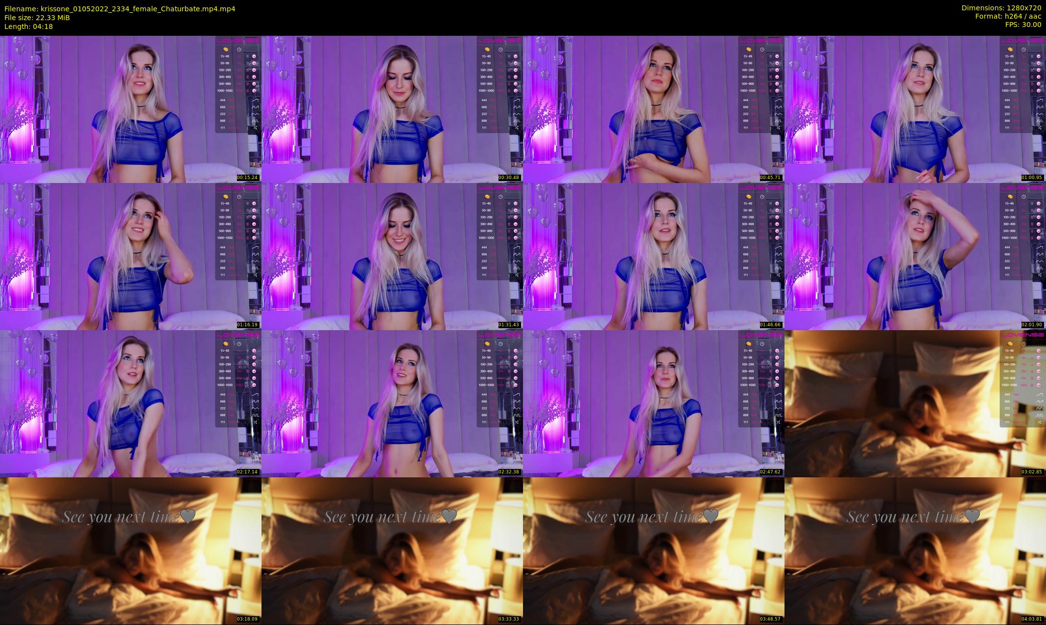 krissone — 5 minute Chaturbate female cam show recording, 720p, May 1, 2022