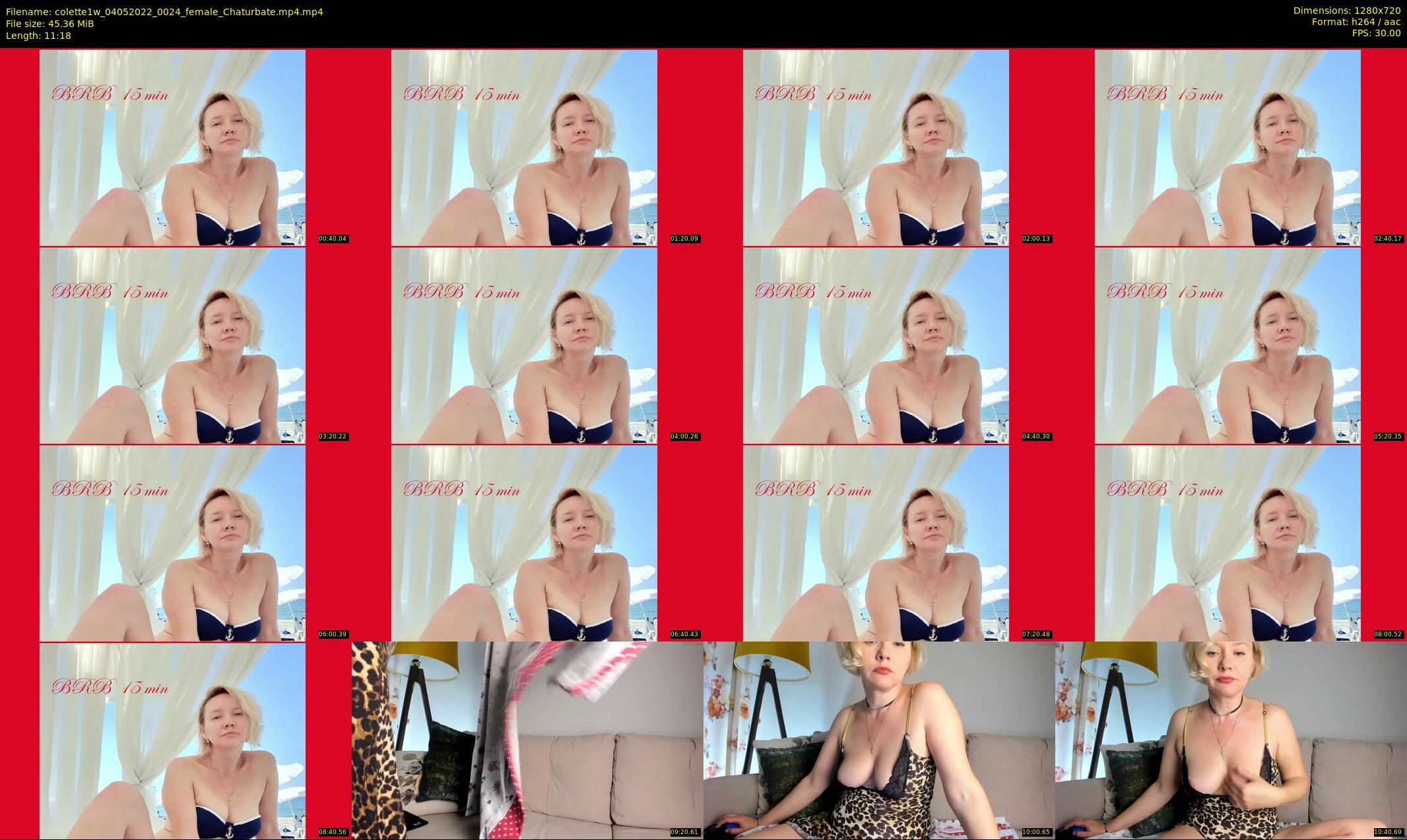 colette1w — 12 minute Chaturbate female cam show recording, 720p, May 4, 2022
