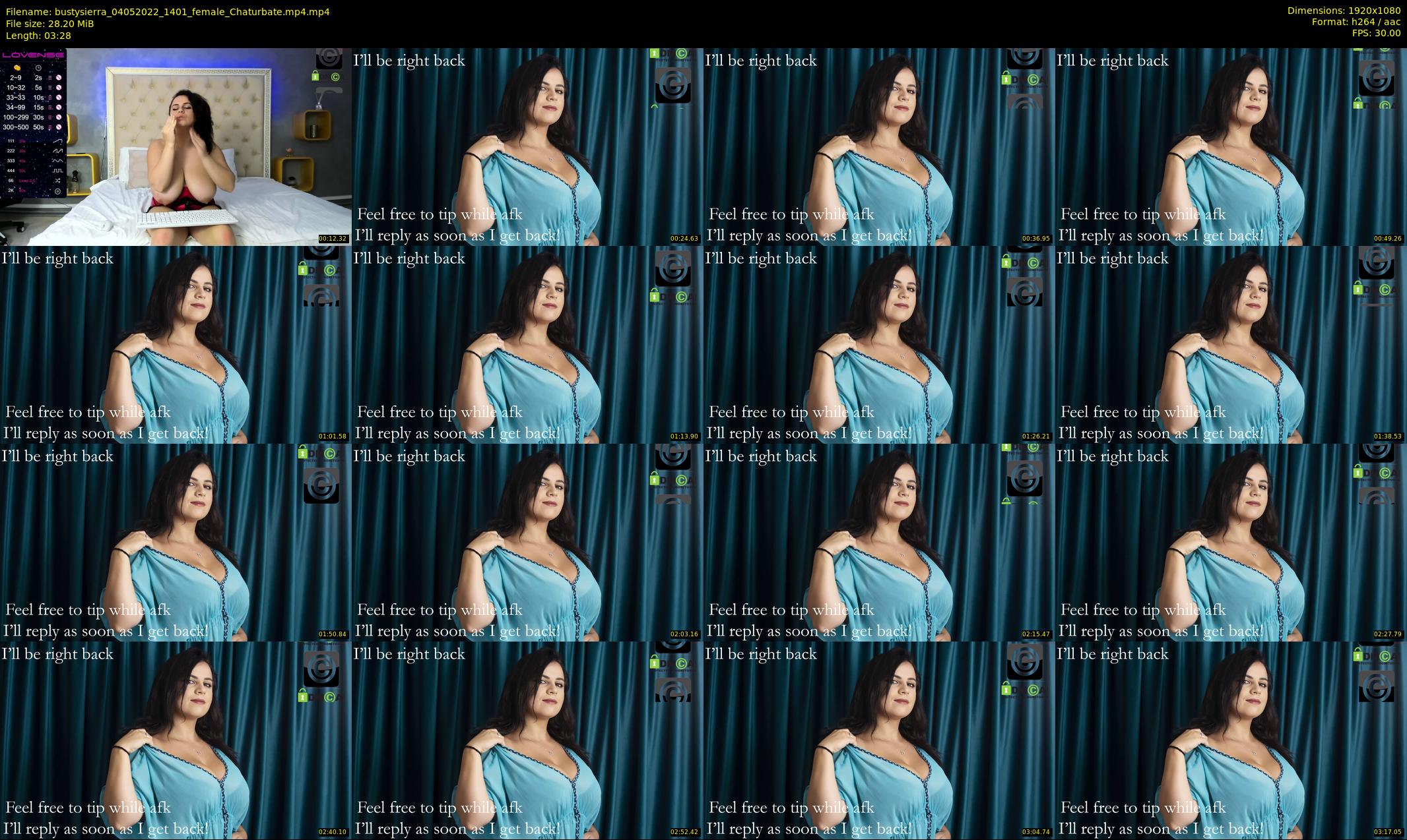 bustysierra — 4 minute Chaturbate female cam show recording, 1080p, May 4, 2022
