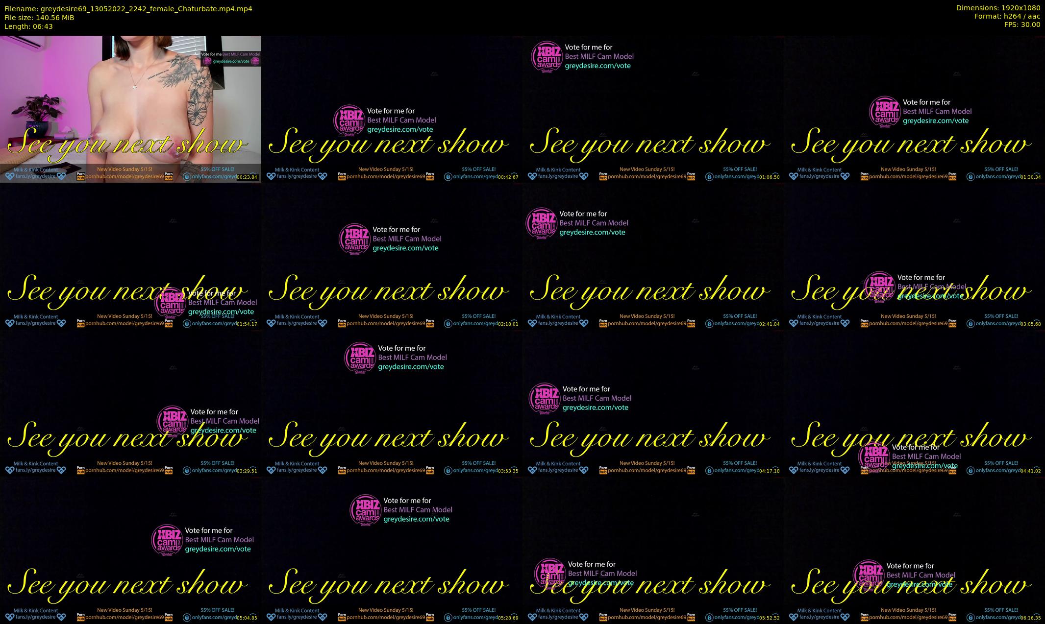 greydesire69 — 7 minute Chaturbate female cam show recording, 1080p, May 13, 2022