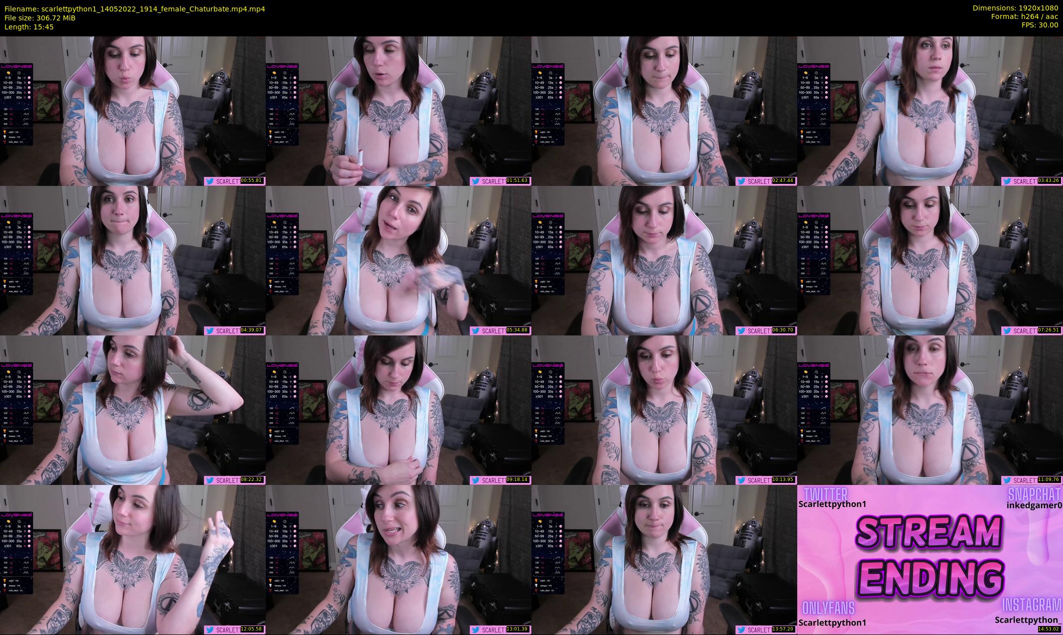 scarlettpython1 — 16 minute Chaturbate female cam show recording, 1080p, May 14, 2022